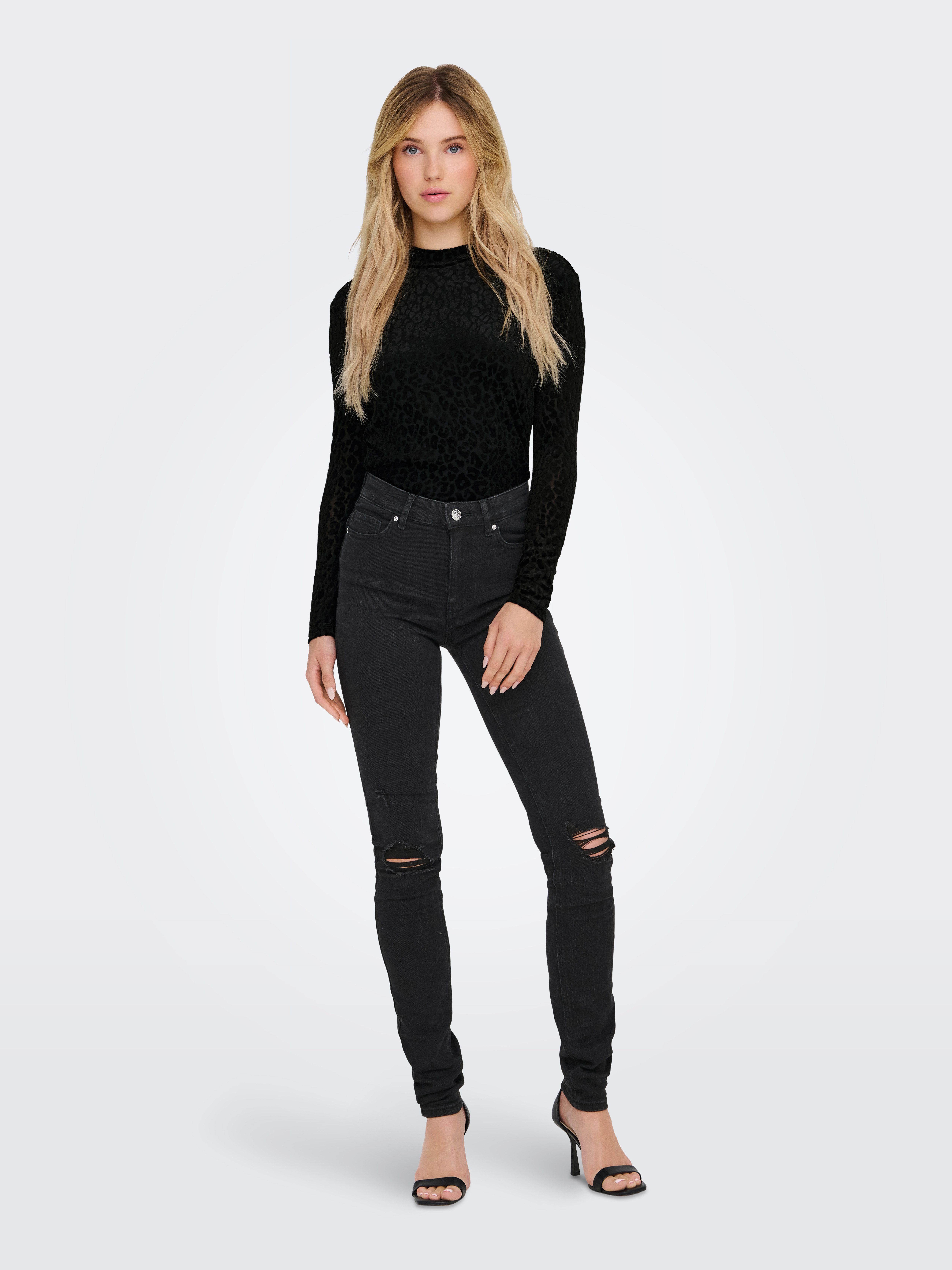 Only Shirt met lange mouwen ONLELIANA L/S HIGHNECK TOP BOX JRS