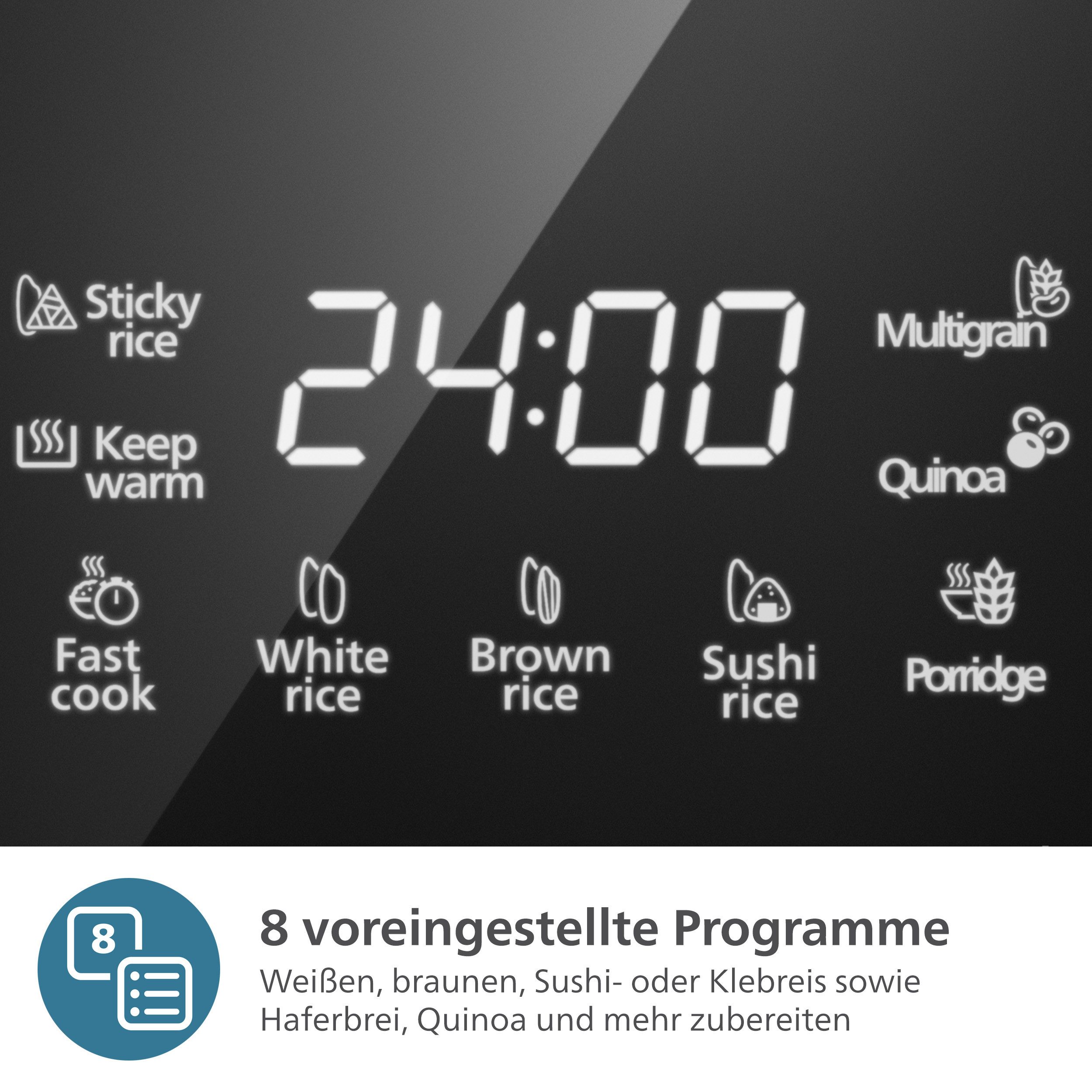 Philips Rijstkoker Mini 3000 Series, für 1-3 Personen, mit 8 voreingestellten Programmen