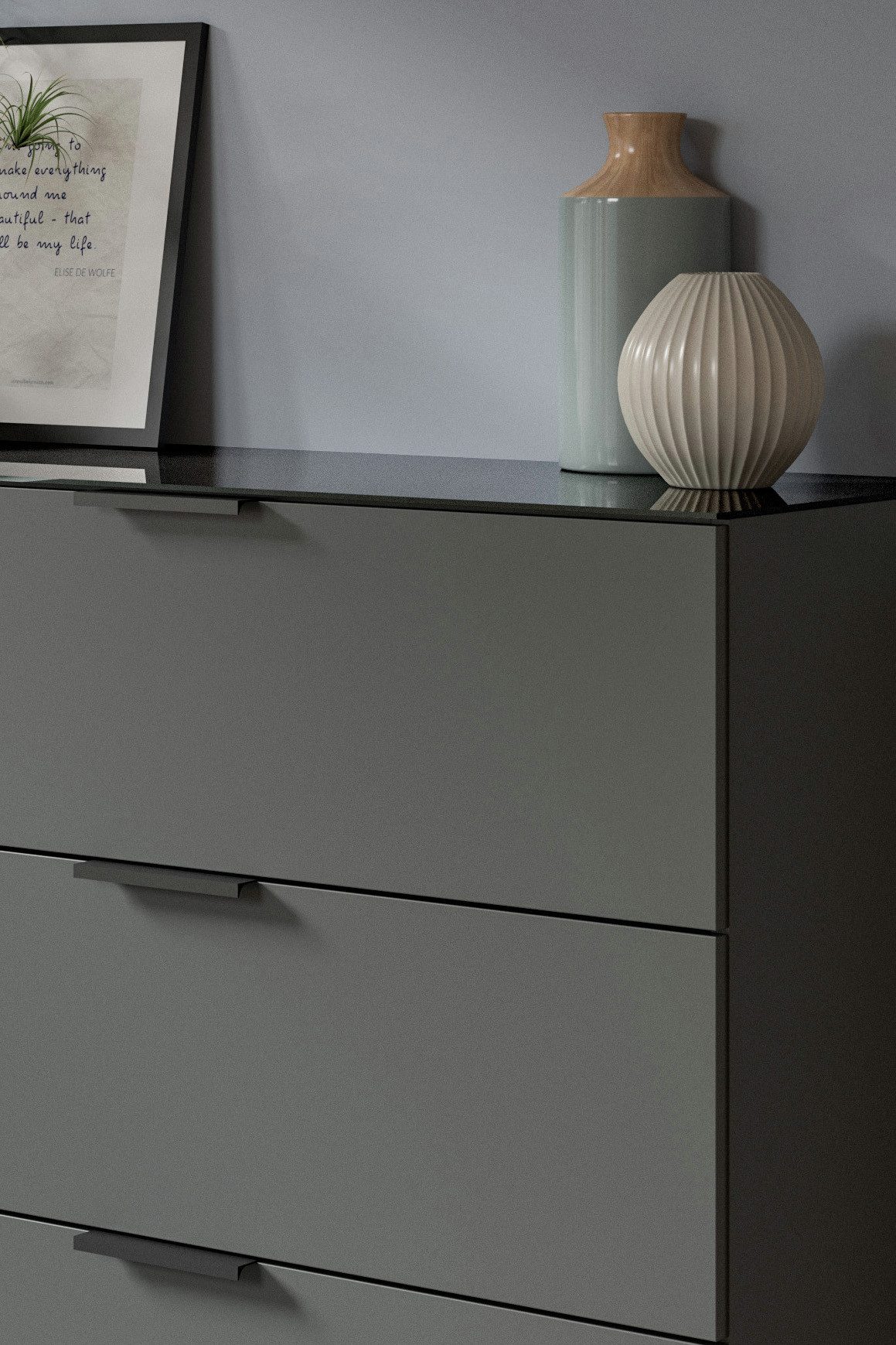 INOSIGN Tv-meubel Raio, Breedte 160 cm, 1 deur, 1 lade, 1 klep, Bovenblad met glazen plaat, tv-board, tv-kast, mediaboard, televisiekast