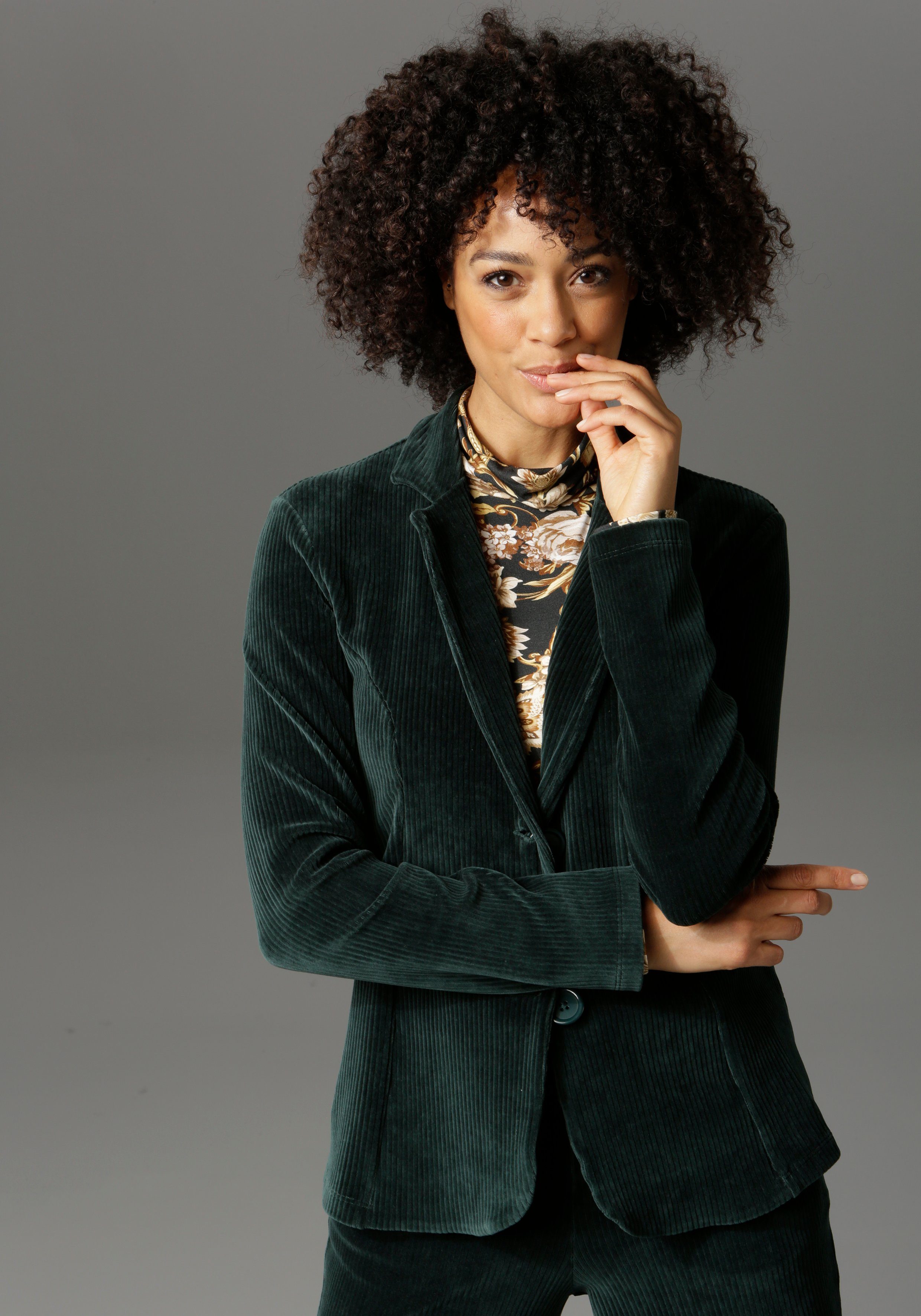 aniston casual jasje met reverskraag groen