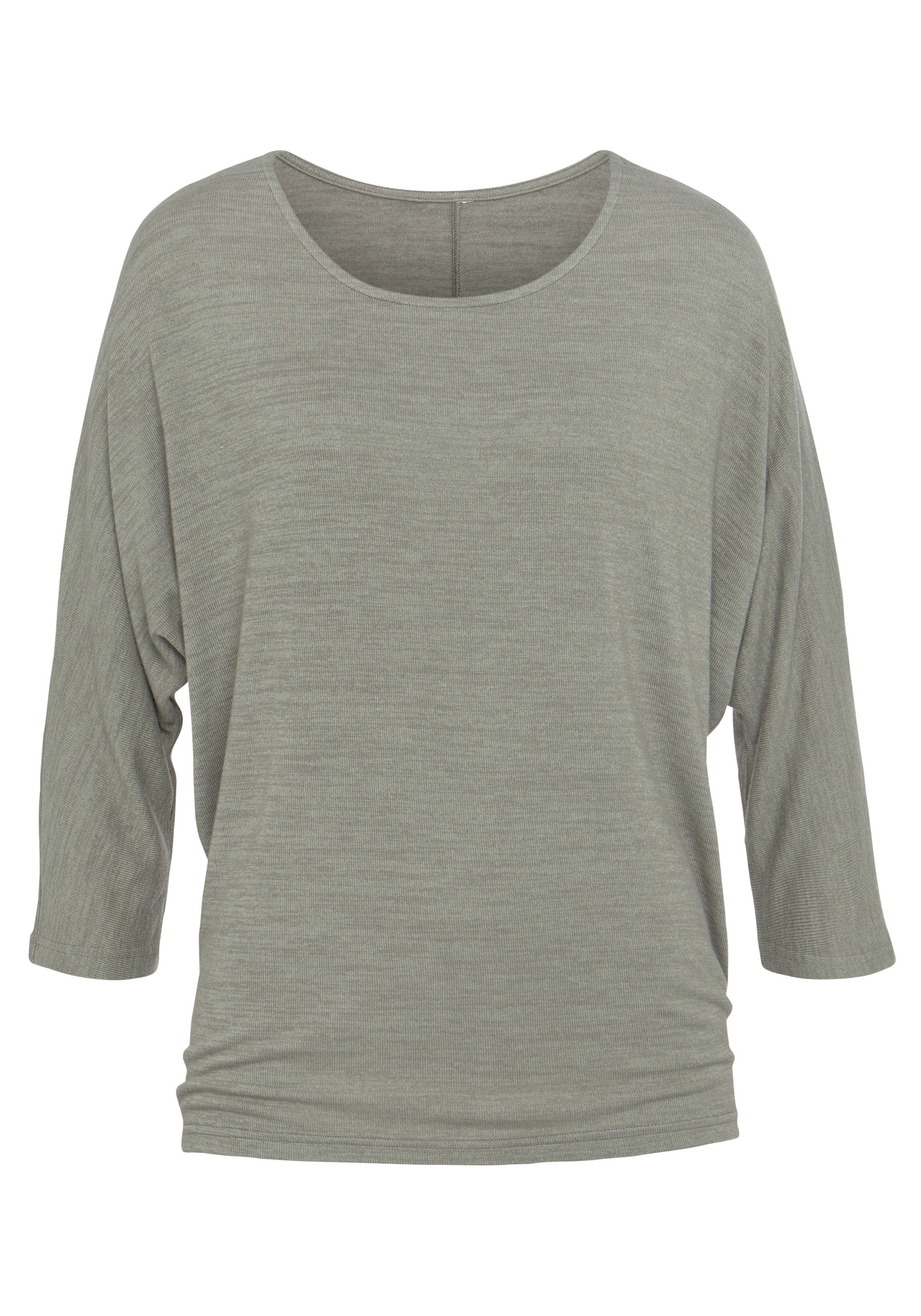 Lascana Shirt met 3/4-mouwen Met vlindermouwen van zachte fijn gebreide kwaliteit met viscose (1-delig)