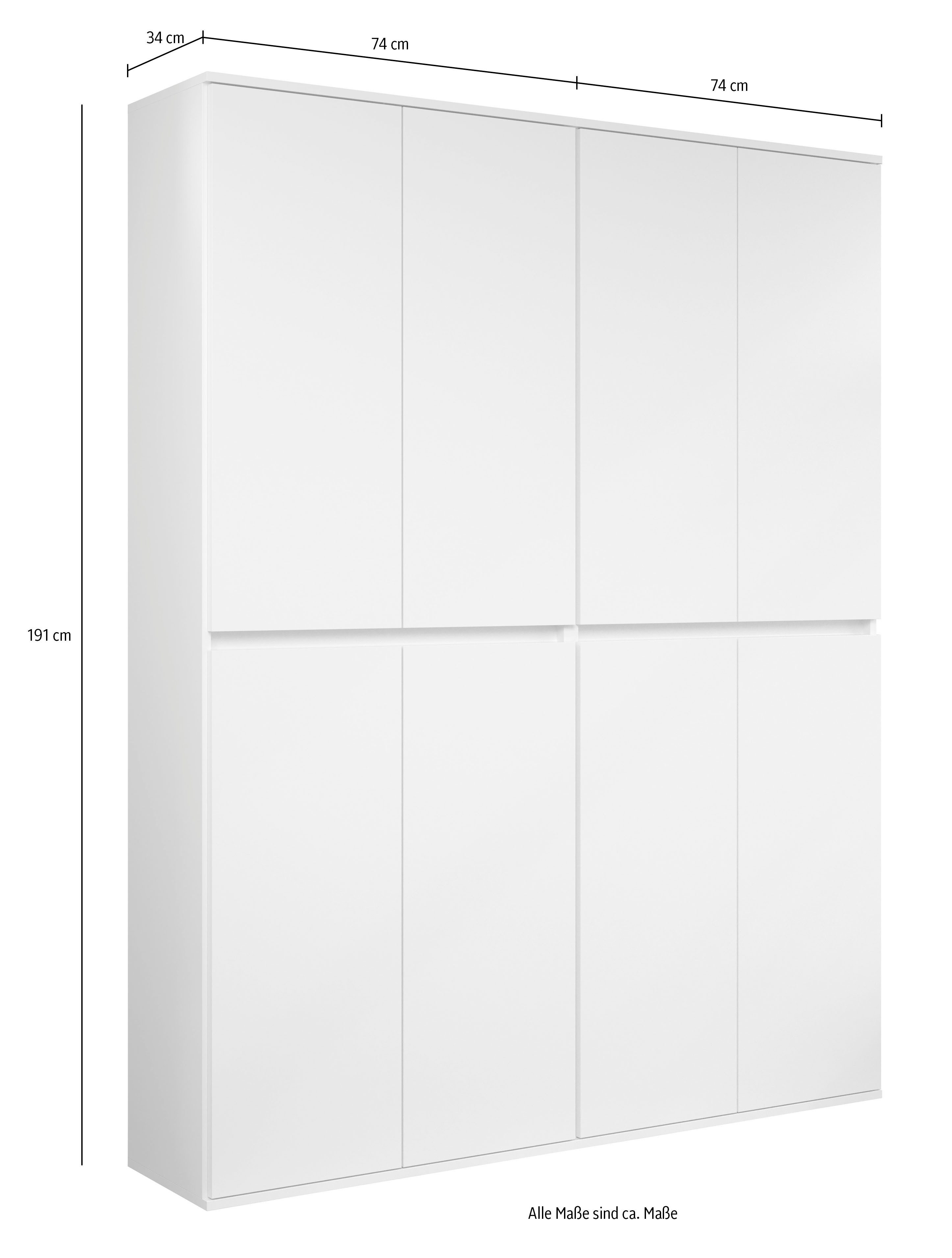 INOSIGN Halmeubelset NOVARA Garderobekasten met in totaal 16 vakken - (B/D/H) 148/34/191 cm (complete set, 2-delig)