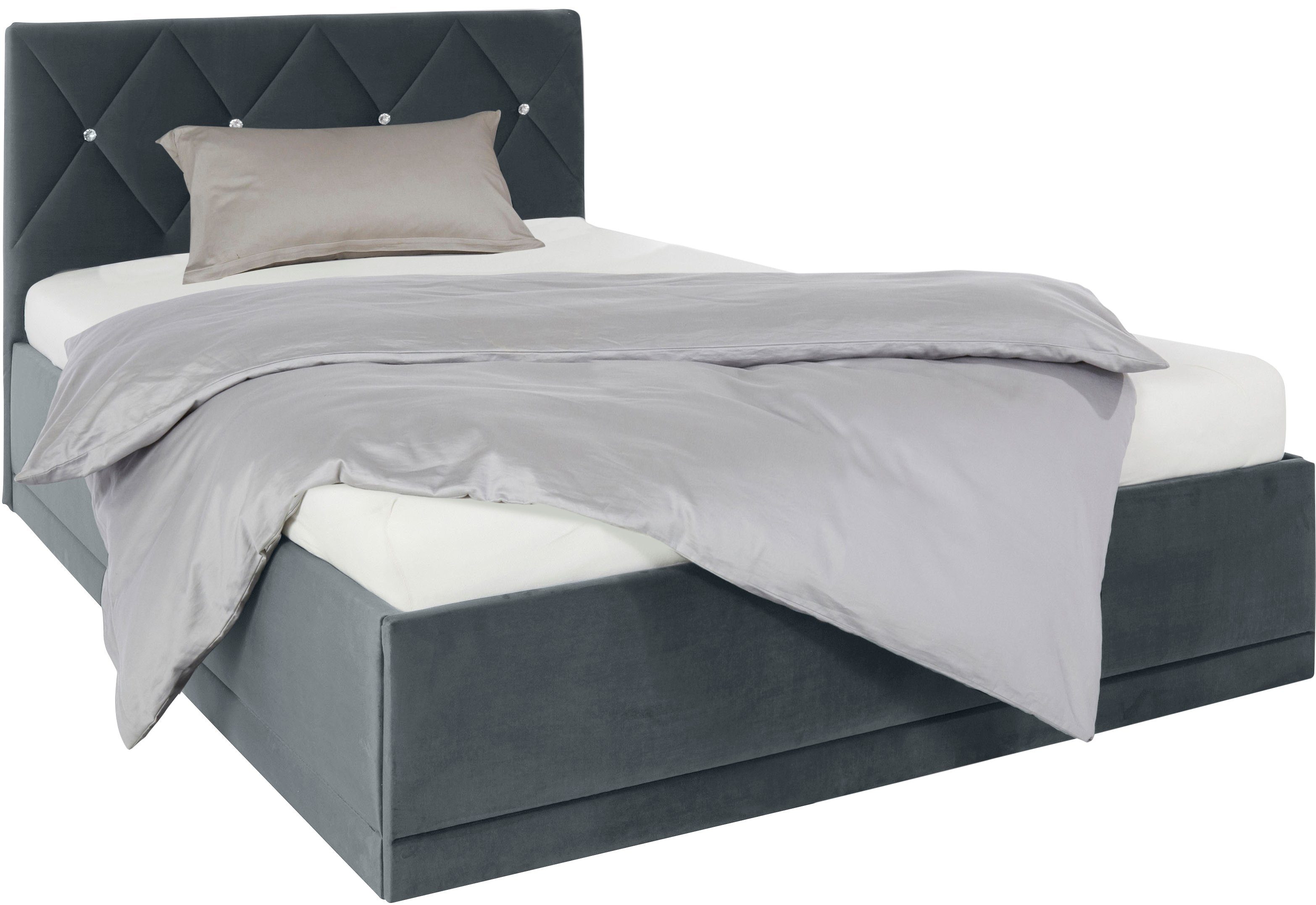 Westfalia Polsterbetten Gestoffeerd bed ADAMAS ook met bedlade, knoopdetails met stras