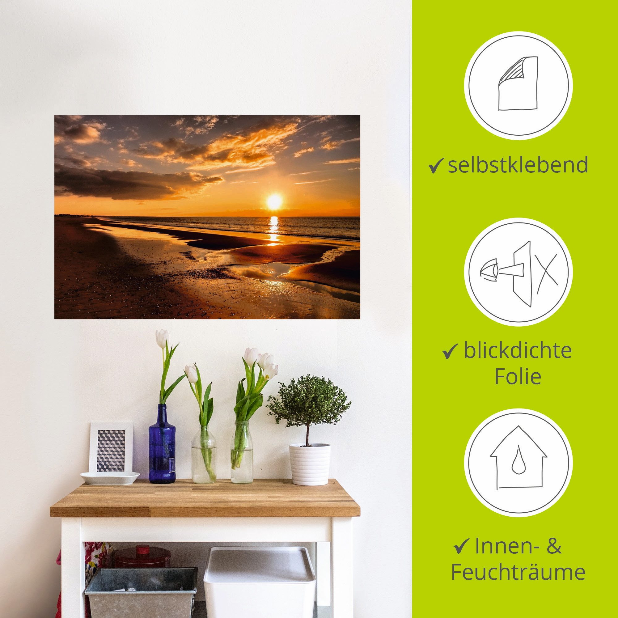 Artland Artprint Zonsondergang aan de Middellandse Zee als artprint op linnen, poster, muursticker in verschillende maten