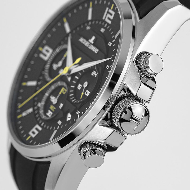 Jacques Lemans Chronograaf Liverpool, 1-2118A Quartz horloge, armbandhorloge, herenhorloge, tot 10 bar waterdicht, siliconen band