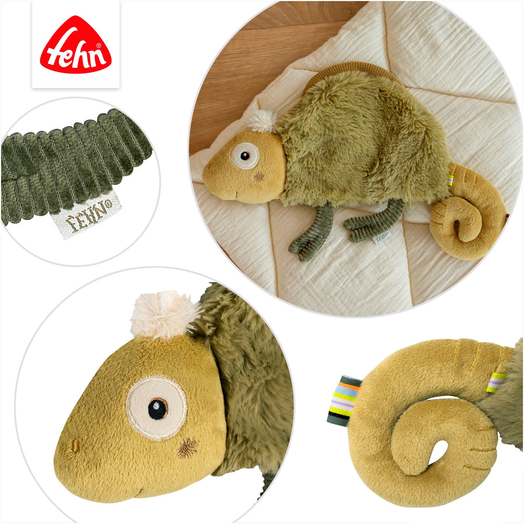 Fehn Knuffeldoekje Lazy, Crazy & Pink, Knuffeldoekje Kameleon