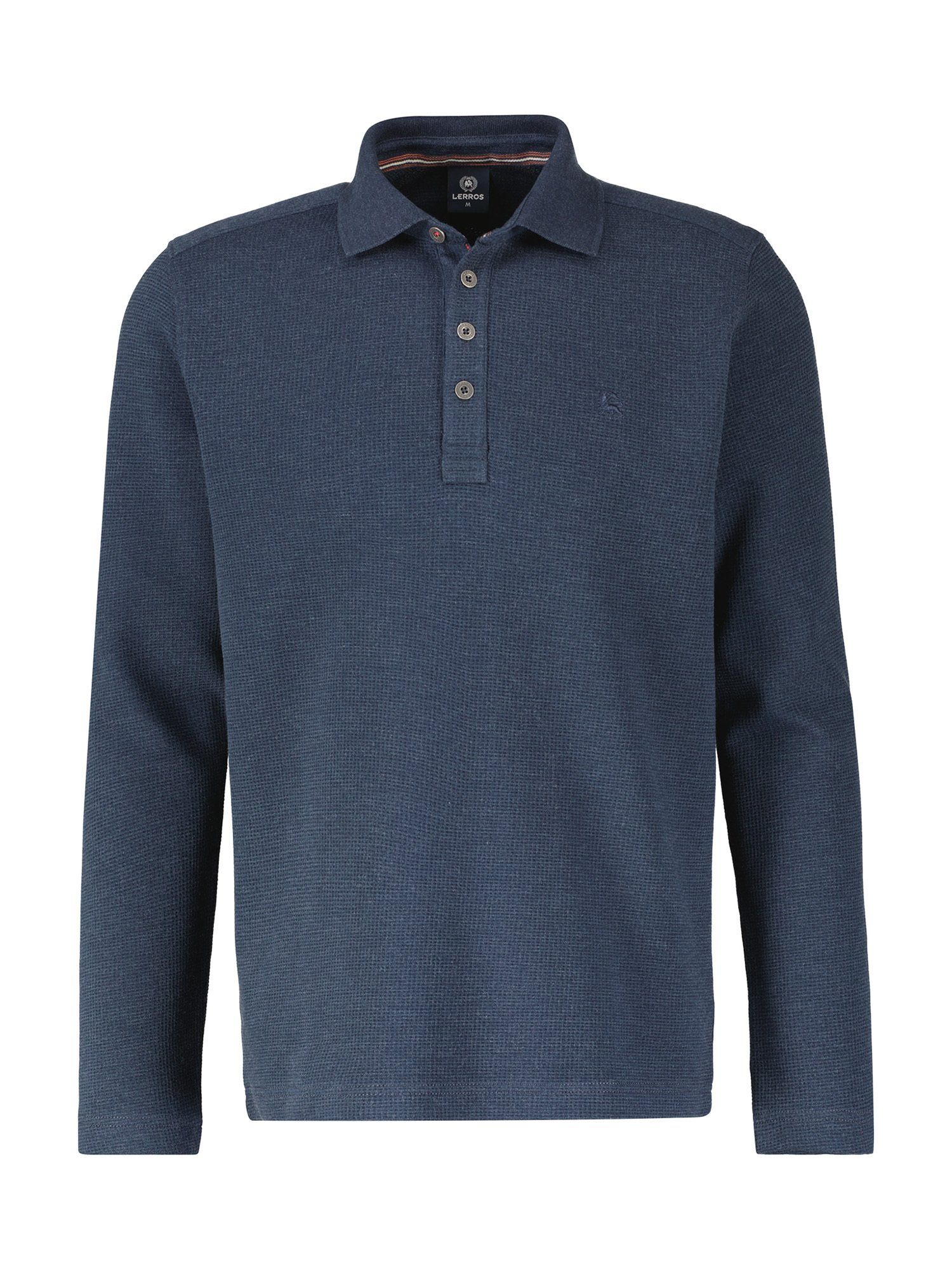 Lerros Sweatshirt LERROS lange mouw polo, effen wafelpiqué