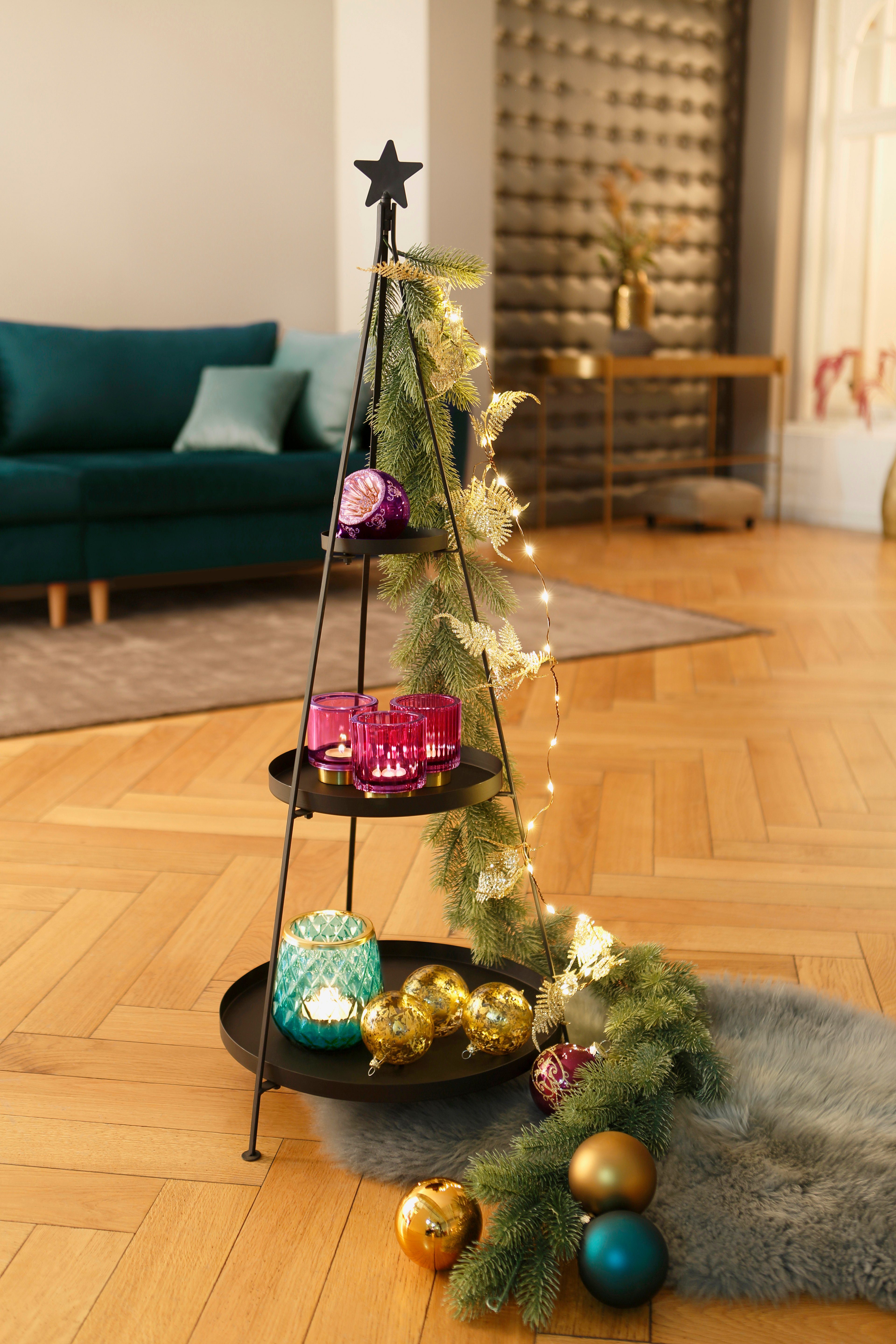 my home Winterse kunstplant Kerstversiering, kerstguirlande Guirlande, licht frozen, lengte 180 cm