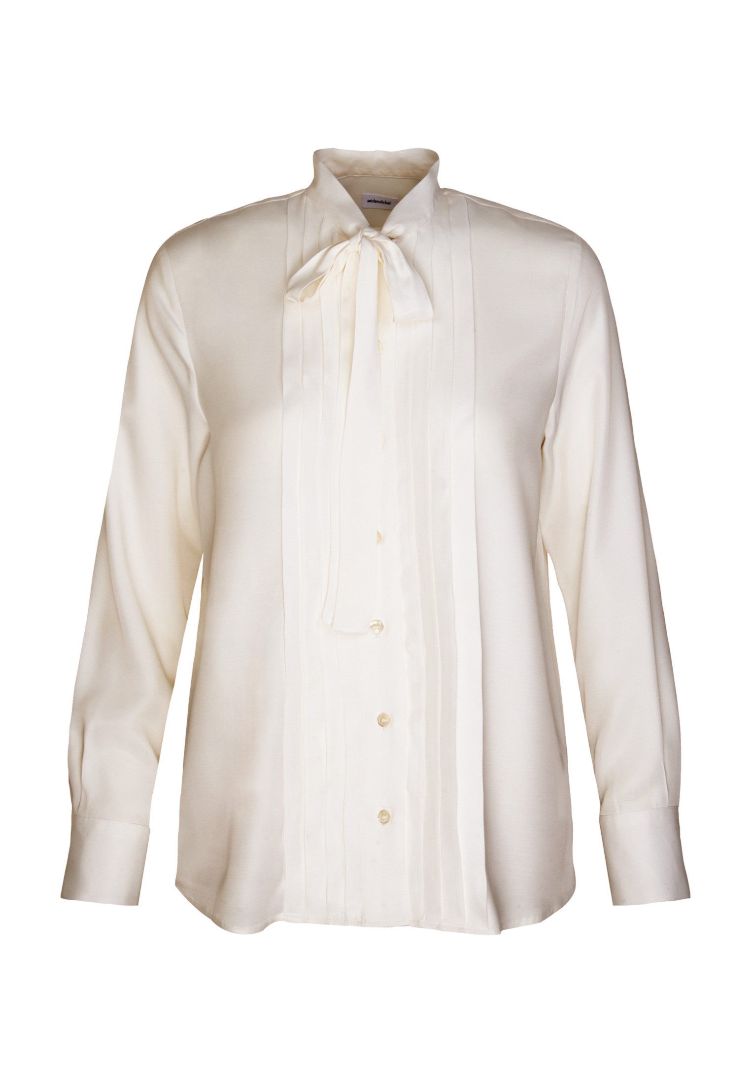 seidensticker Blouse met kraagstrik Zwarte roos Lange mouwen kraagstrik uni