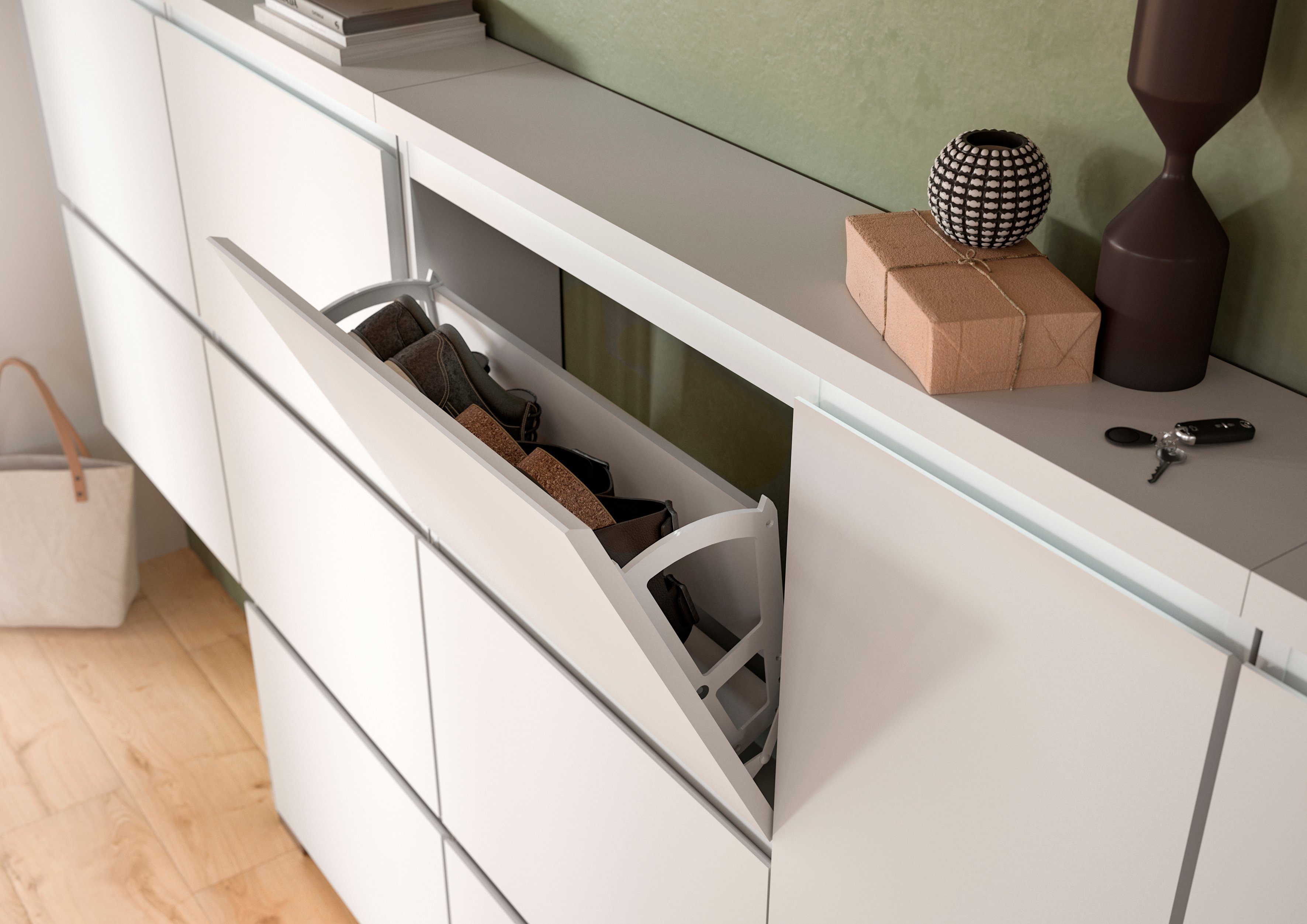 INOSIGN Schoenenkast Skoskap, Diepte 18 cm, 3 Deurtjes met schoenrol, plaats voor 12 paar schoenen