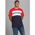 jack  jones plussize shirt met ronde hals logo blocking tee rood