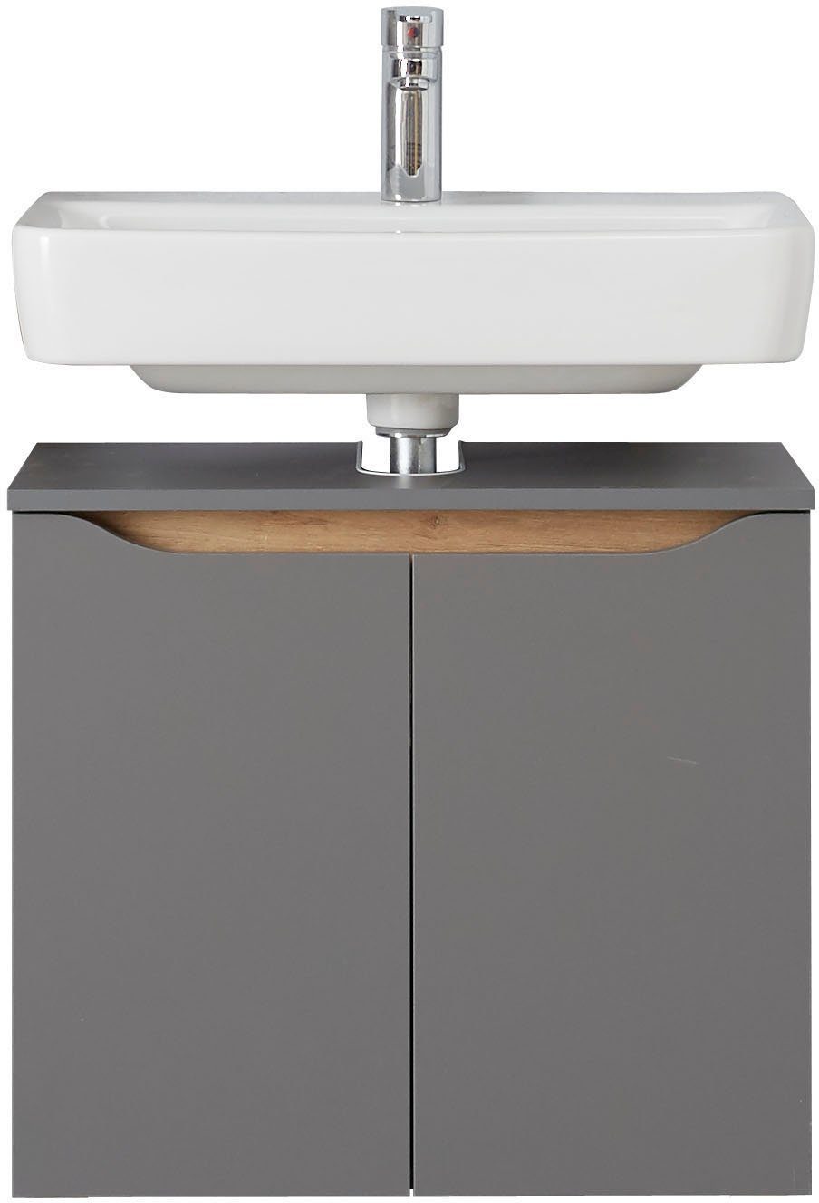 Saphir Badkamerserie Quickset 2-delig, wastafelonderkast met led-spiegel Wastafel 60 cm breed, inclusief deurdemper, 2 deuren, badset (2-delig)