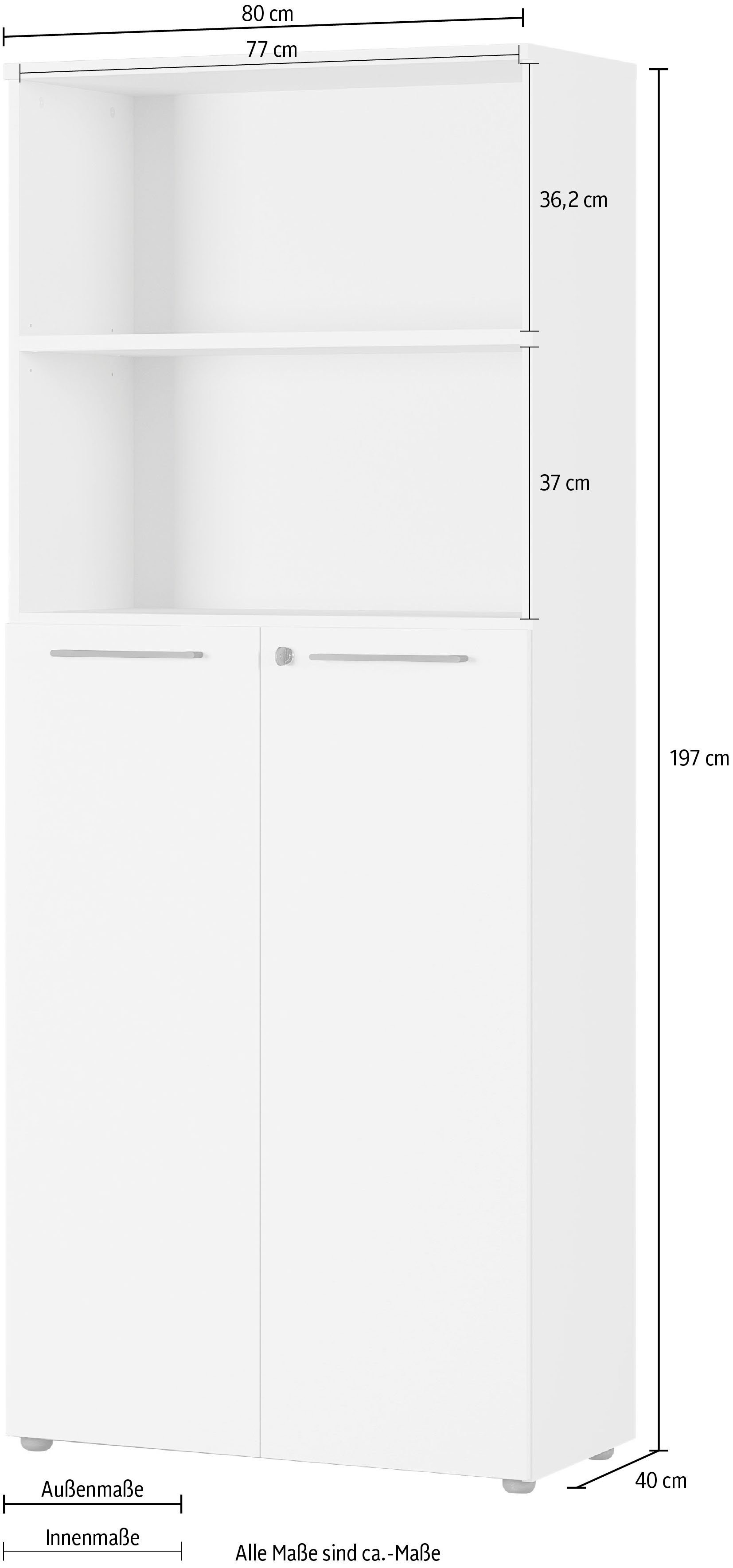 GERMANIA Archiefkast GW-Agenda, multifunctionele kast, afsluitbaar optioneel met 2 open vakken, afmetingen 80x197 cm, made in germany