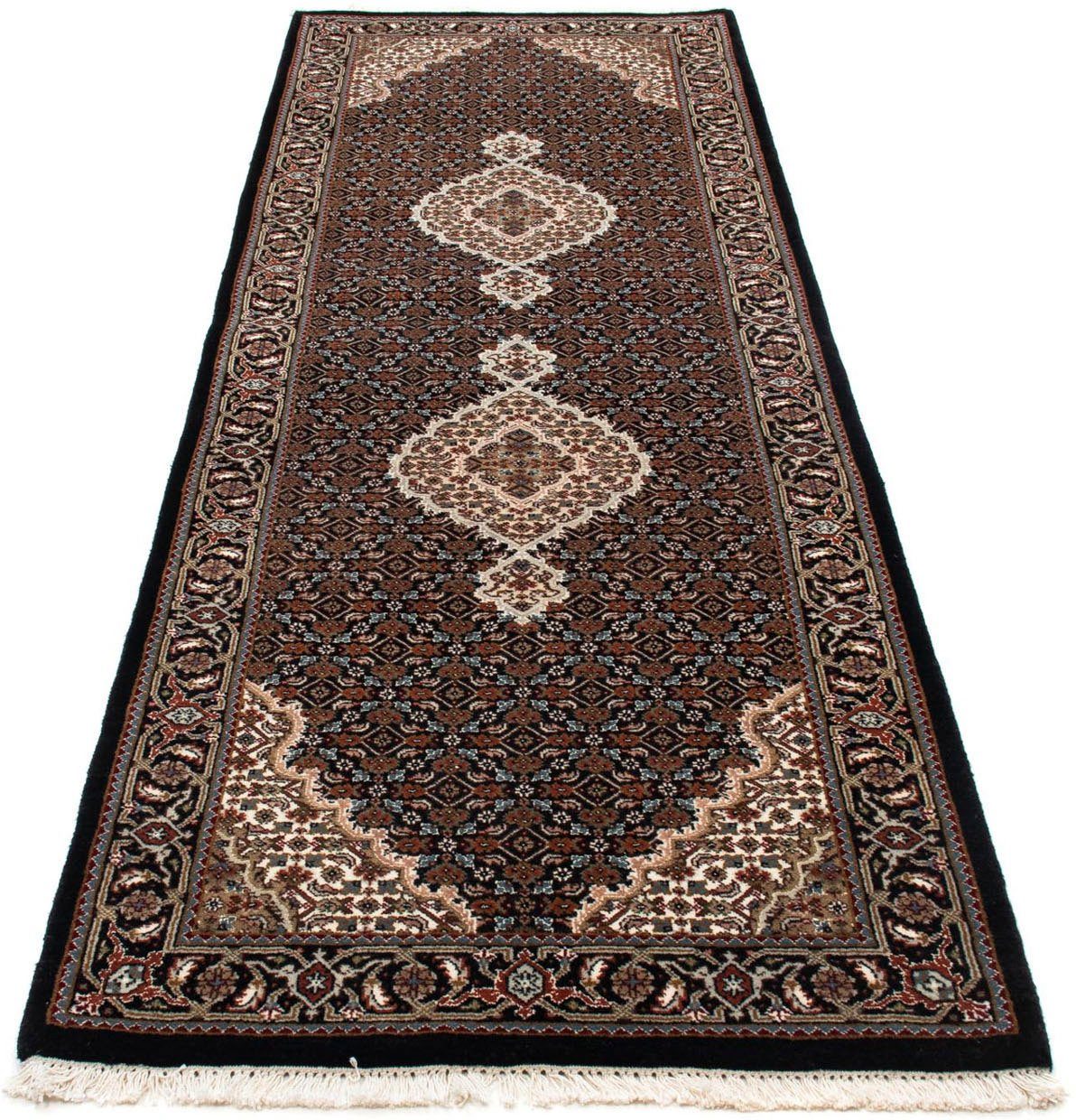 morgenland Hoogpolige loper Tabriz medaillon Blu scuro 251 x 82 cm Handgeknoopt