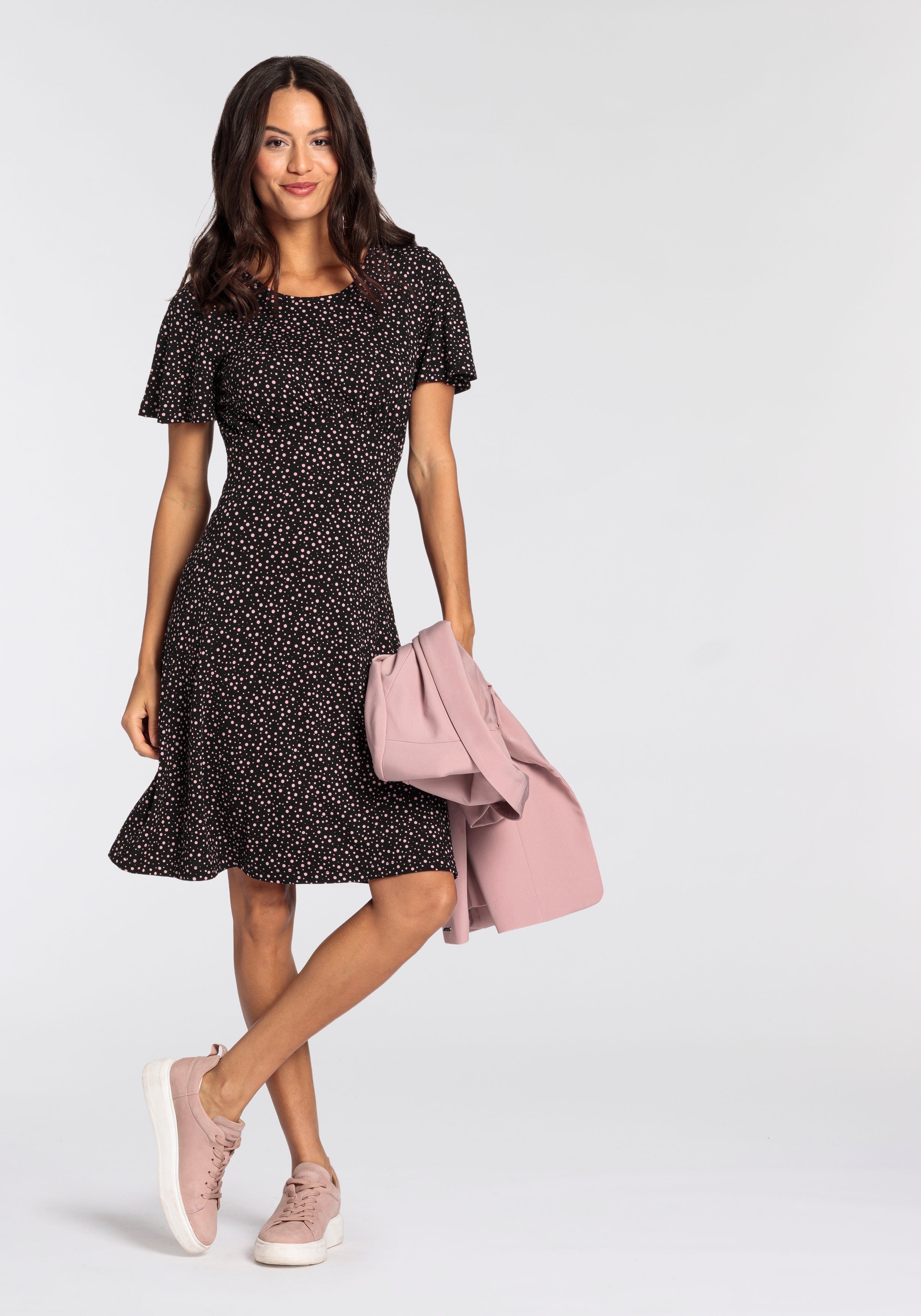 Laura Scott Zomerjurk korte jurk, vrouwelijke look, van single-jersey, halfarm