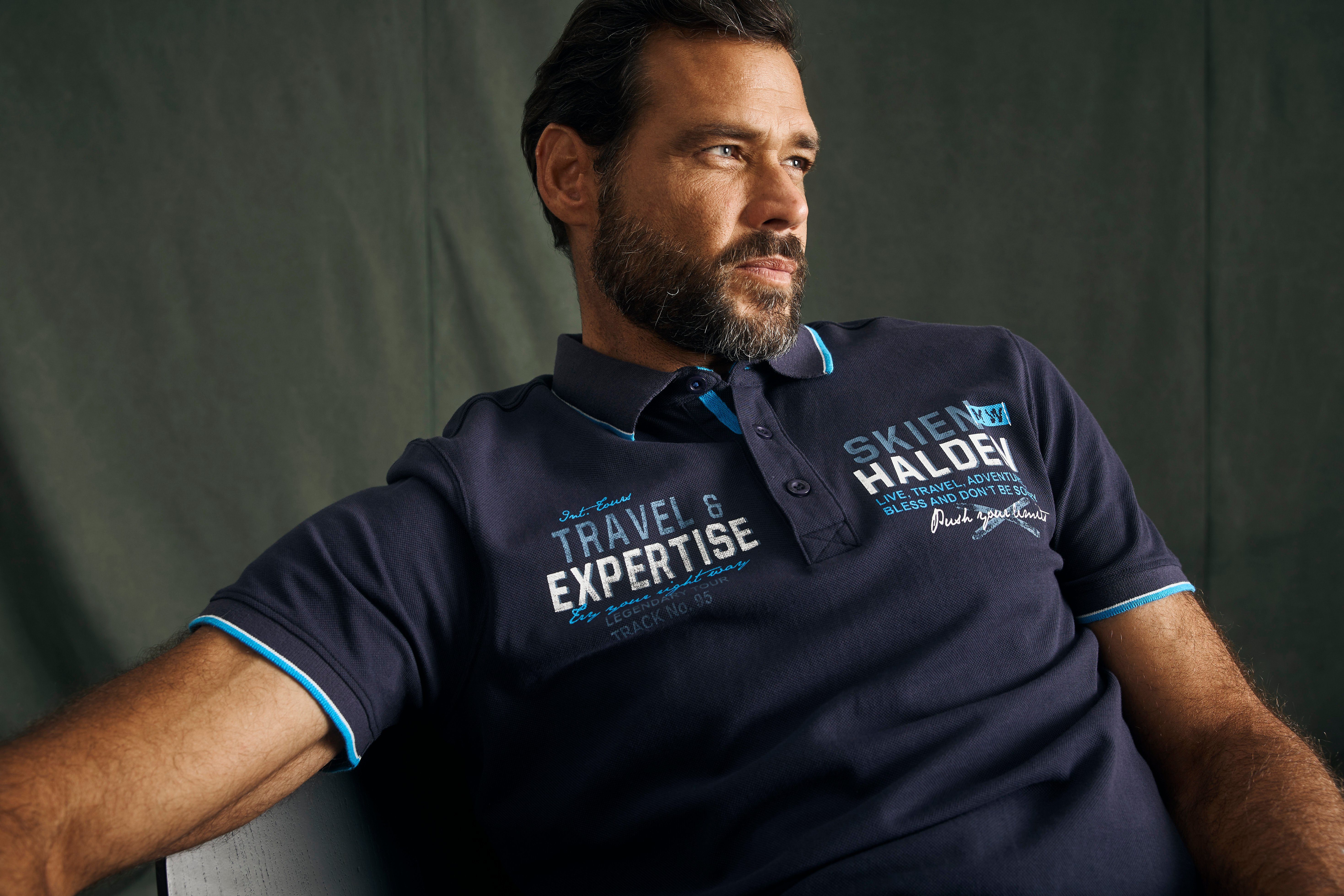 Man's World Poloshirt Korte mouwen, bedrukt ontwerp, polokraag, van katoen