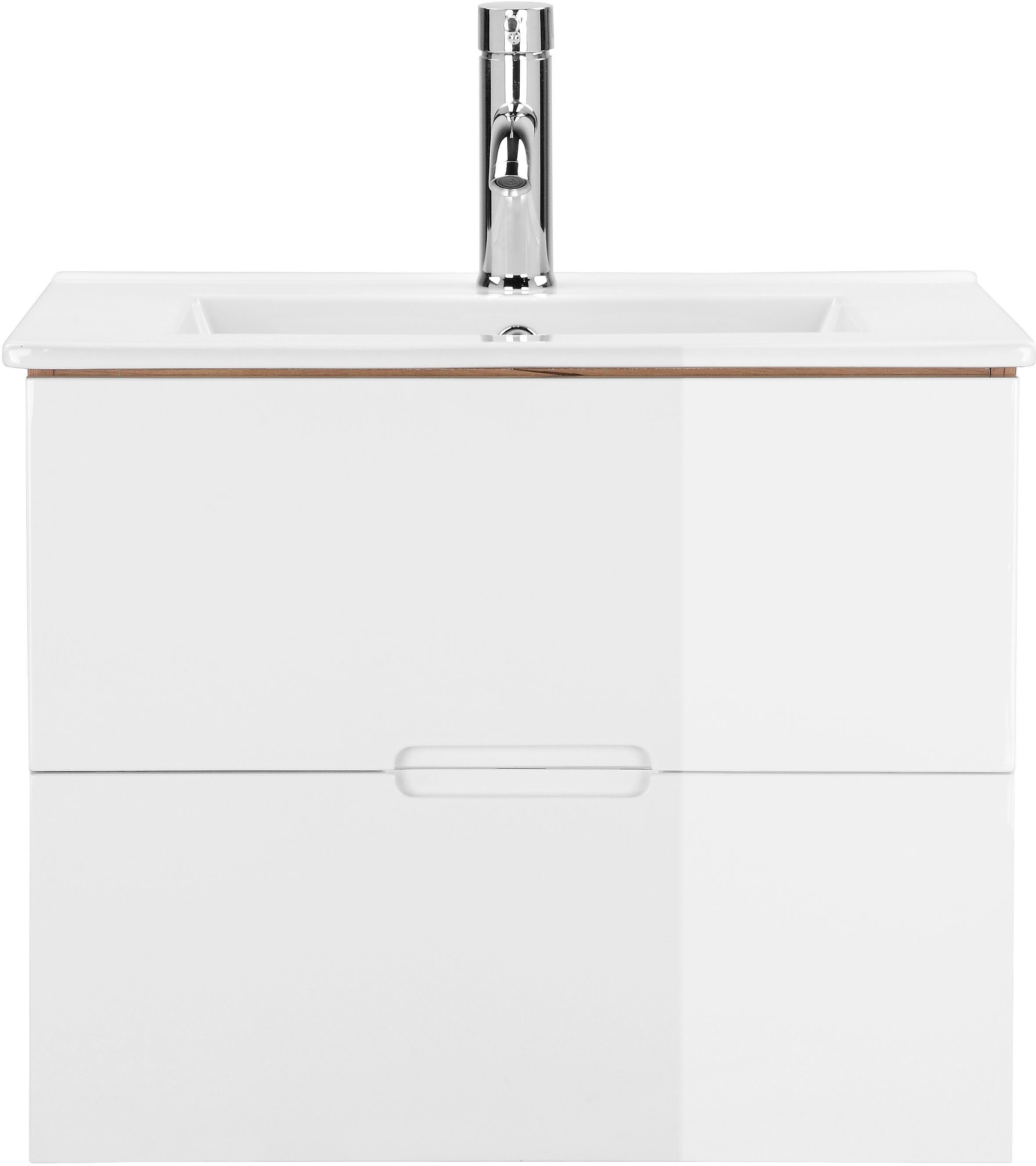 welltime Badkamerserie Lund badkamermeubelset badkamerkast badkamerset Spiegelkast, wastafelonderkast en wasbak breedte 60 cm (complete set)