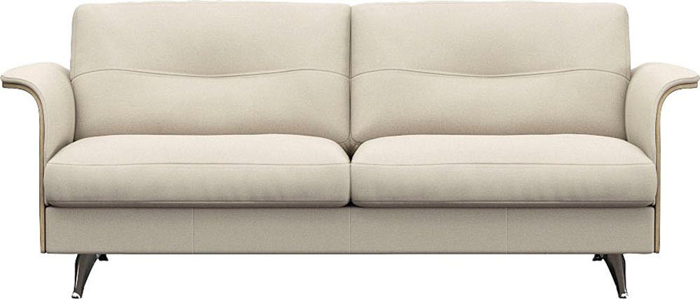 FLEXLUX 2,5-zitsbank Glow sofa, bank Premium zit: koudschuim & vering, armleuning van geolied eiken, voet van aluminium wit, 2-zitsbanken,