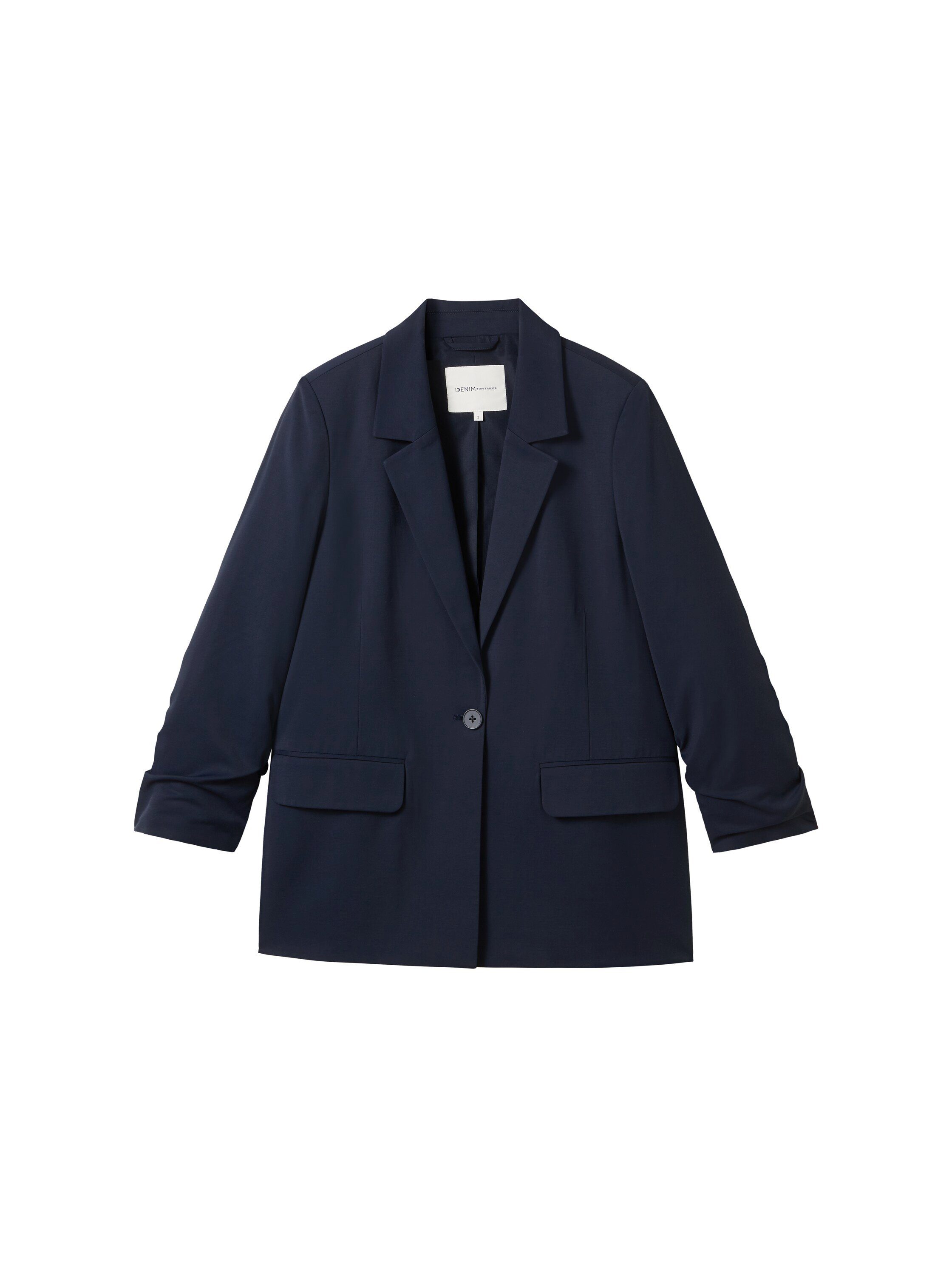 Tom Tailor Denim Korte blazer met gerimpelde mouwen en vloeiende viscose