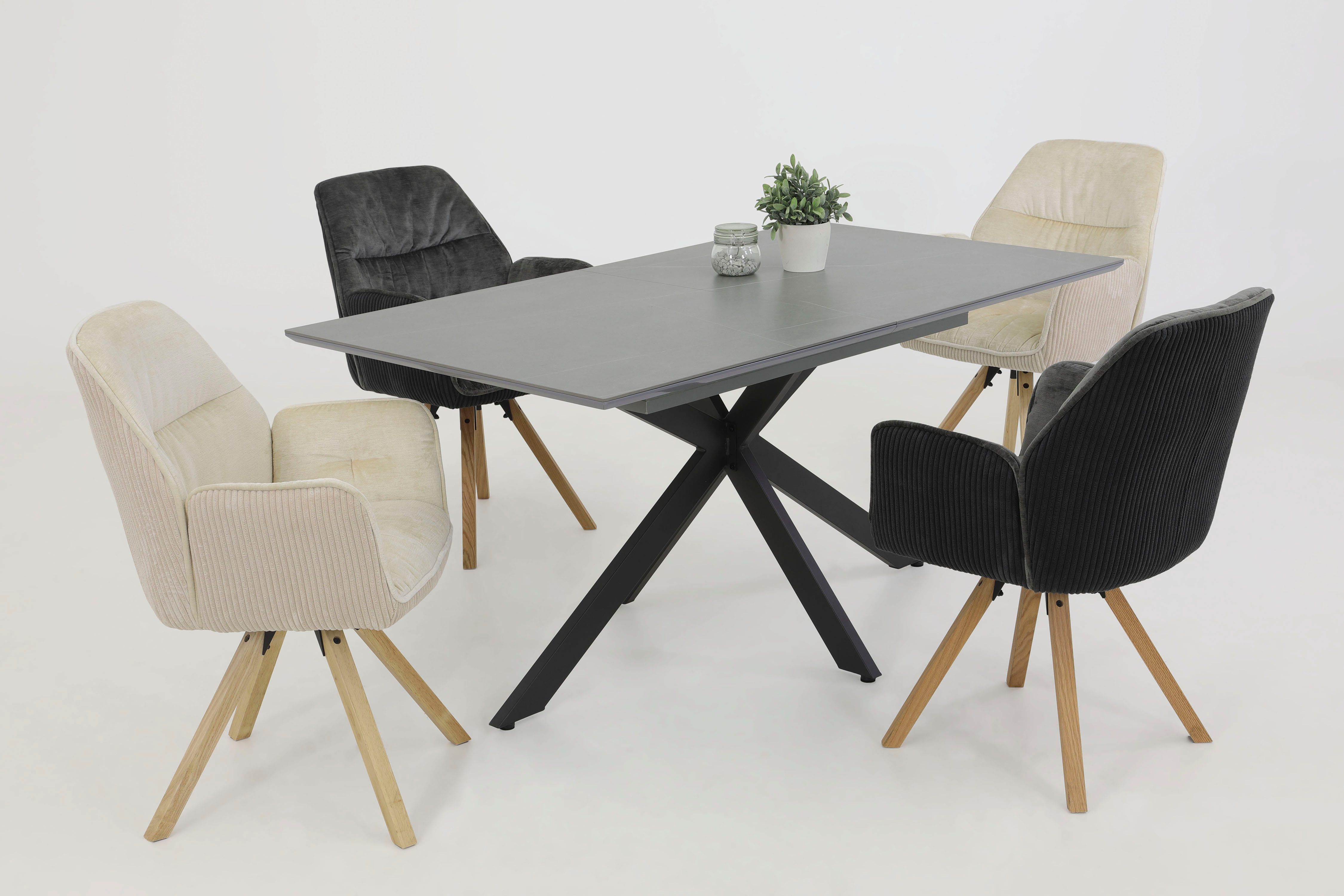 HELA Eetkamerstoel BEATRIX Auto-return 270°, frame massief hout, materiaalcombinatie (set, 2 stuks)