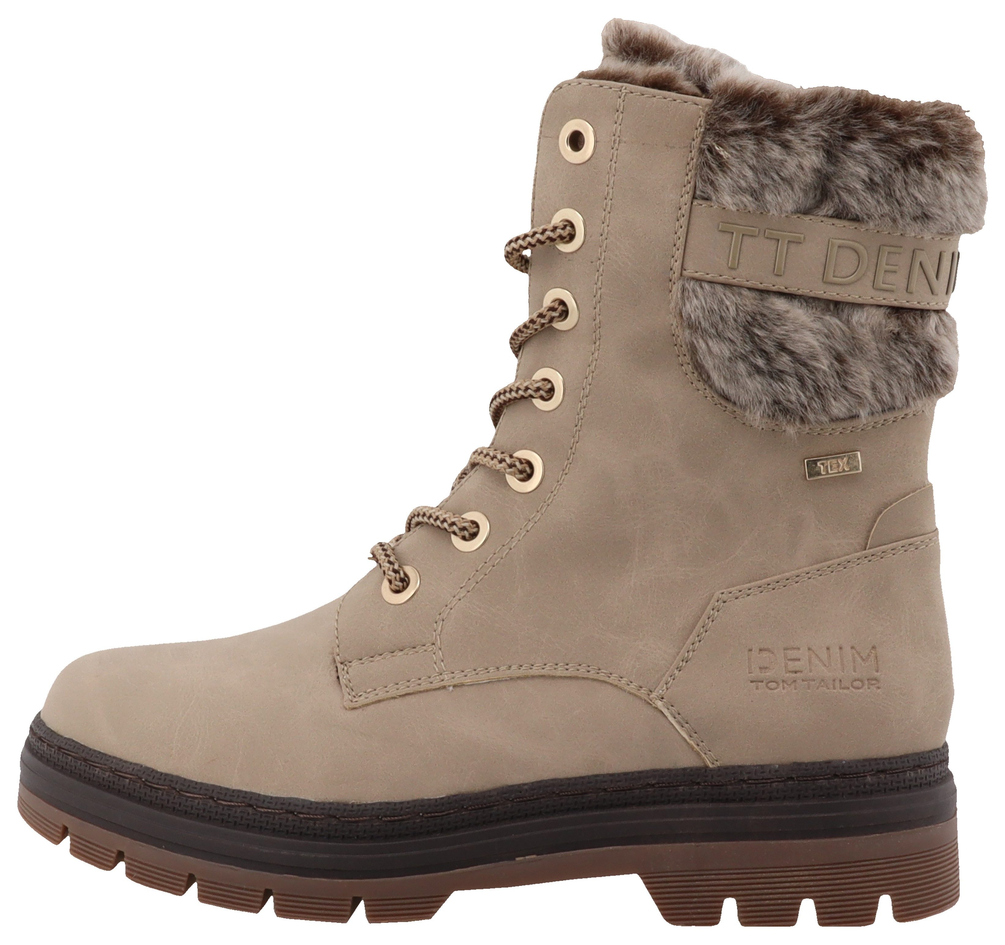Tom Tailor Winterlaarzen winter-enkellaars, veterschoenen met binnenrits, comfortabele vorm