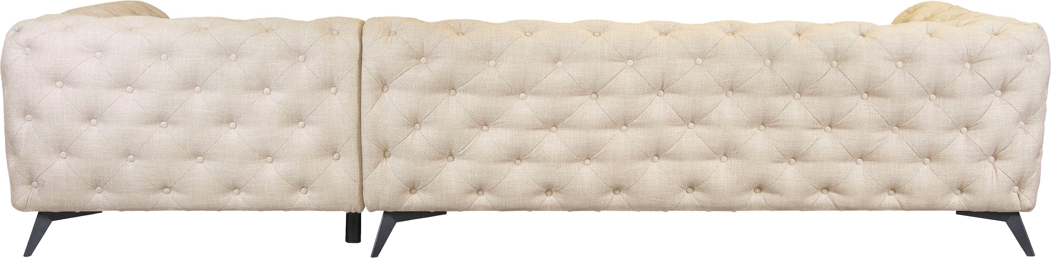 Leonique Chesterfield-bank Hoekbank GLYNIS L-vorm met golfvering, afmetingen B/D/H 323/264/75cm luxueuze capitonnage, moderne chesterfield look, kleur van de poten ter keuze