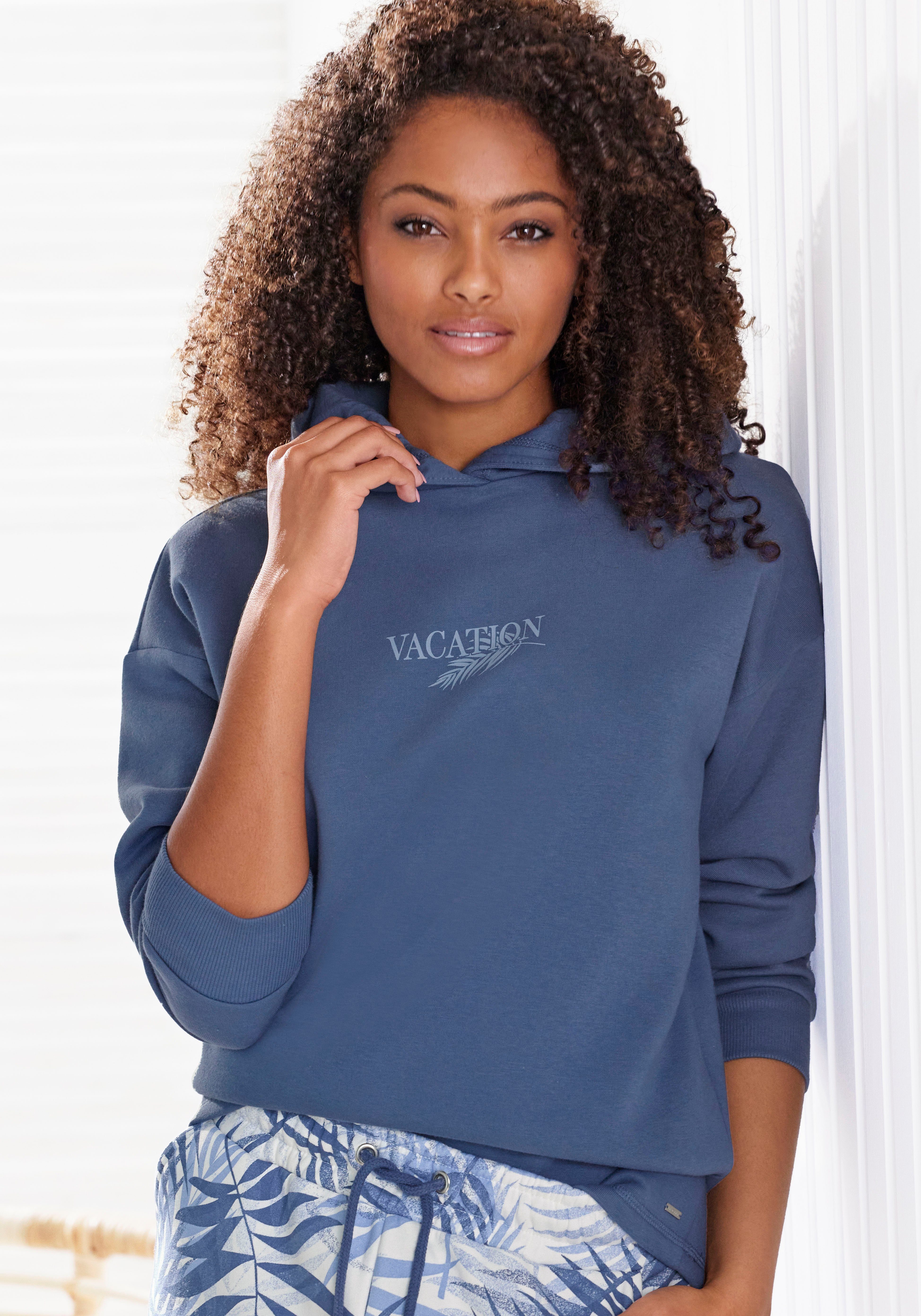 Lascana Hoodie -Capuchonsweatshirt, Loungeshirt Capuchon sweatshirt, loungetop met voorprint, loungewear (1-delig)