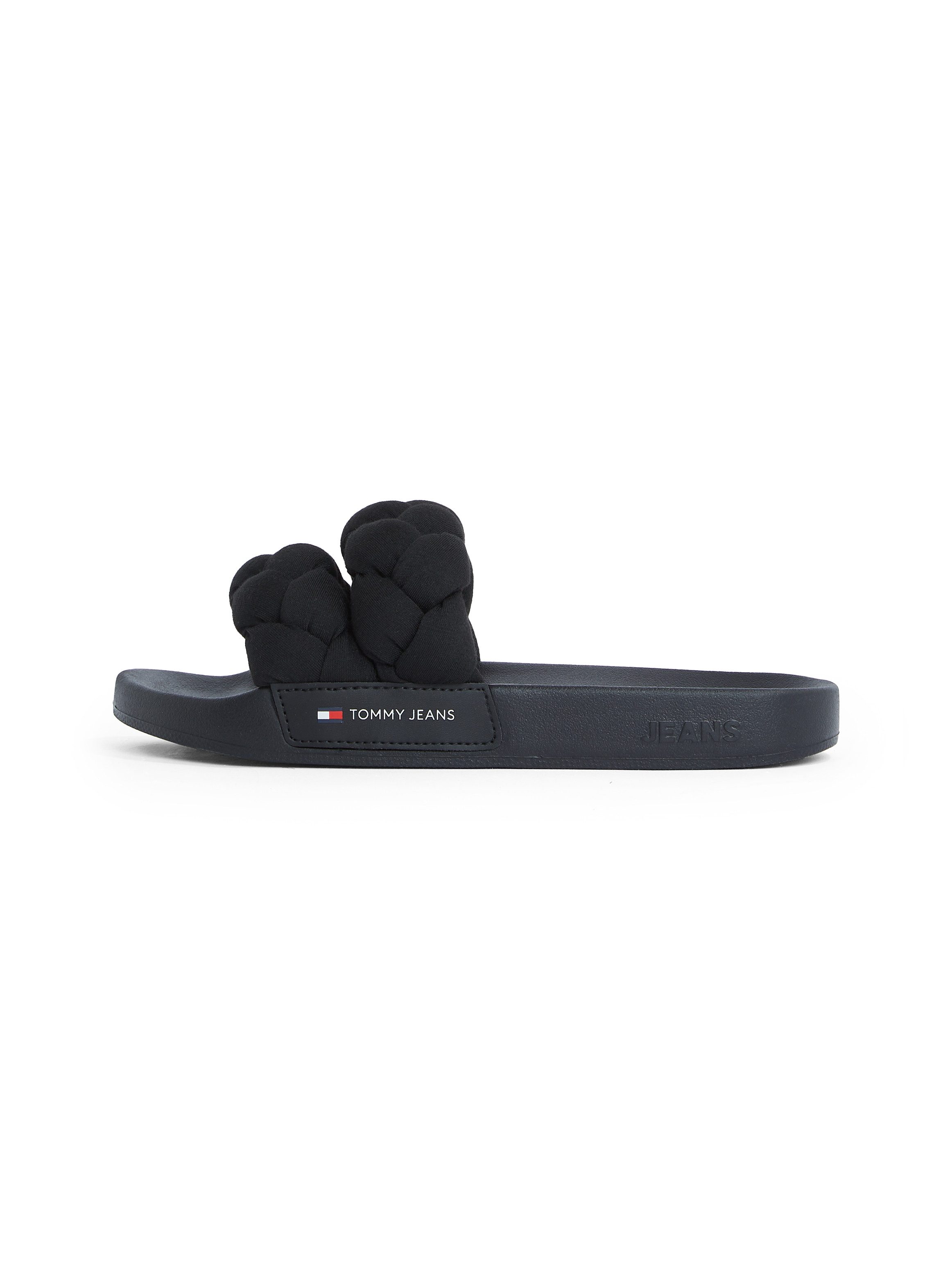 TOMMY JEANS Slippers TJW BRAIDED SLIDE , zomerschoen, flats, instapschoen, gevlochten, gewatteerde bandage