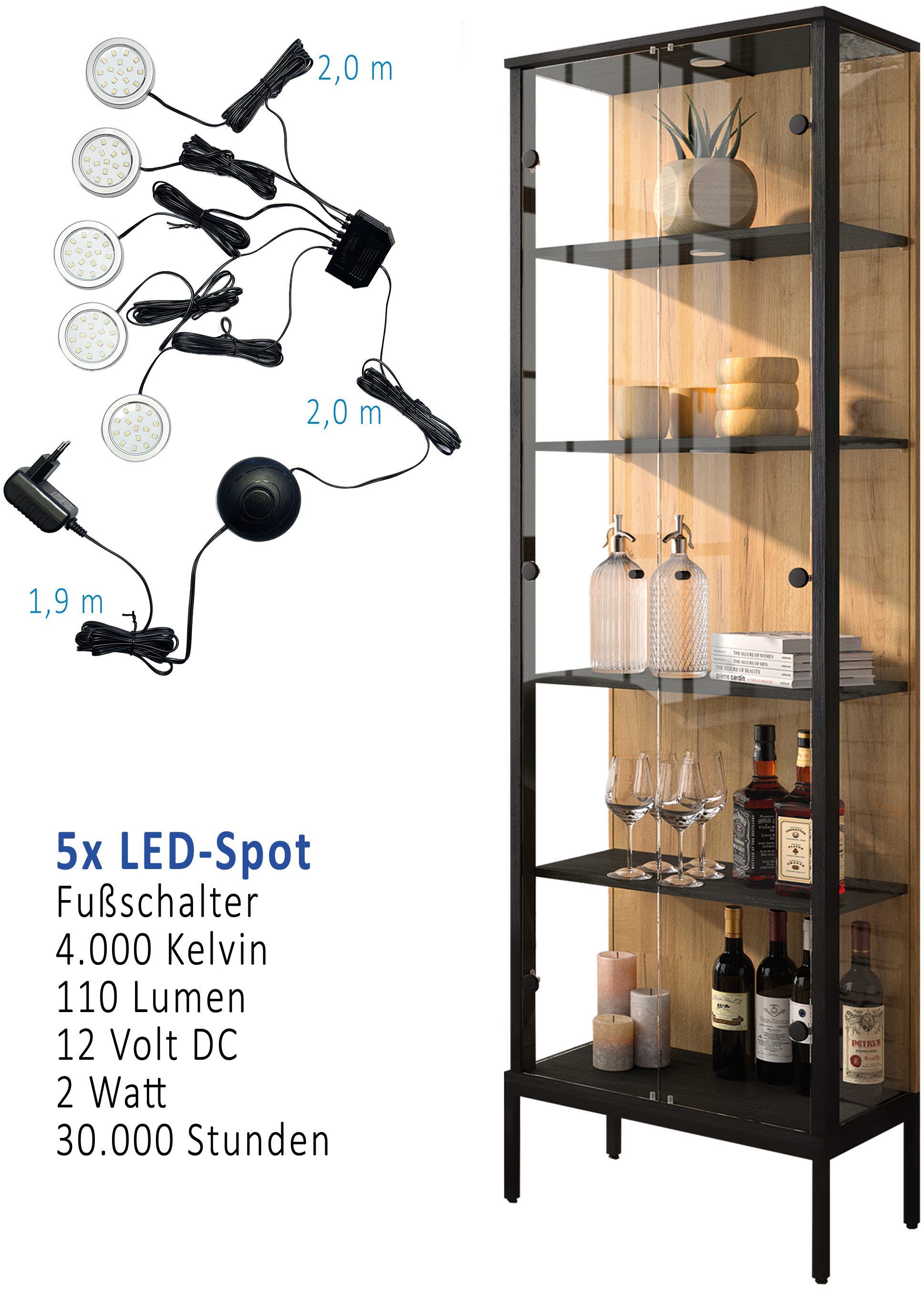 fif möbel Vitrinekast Step Standvitrine, vitrinekast, glazen vitrine, verzamelvitrine (1 stuk)