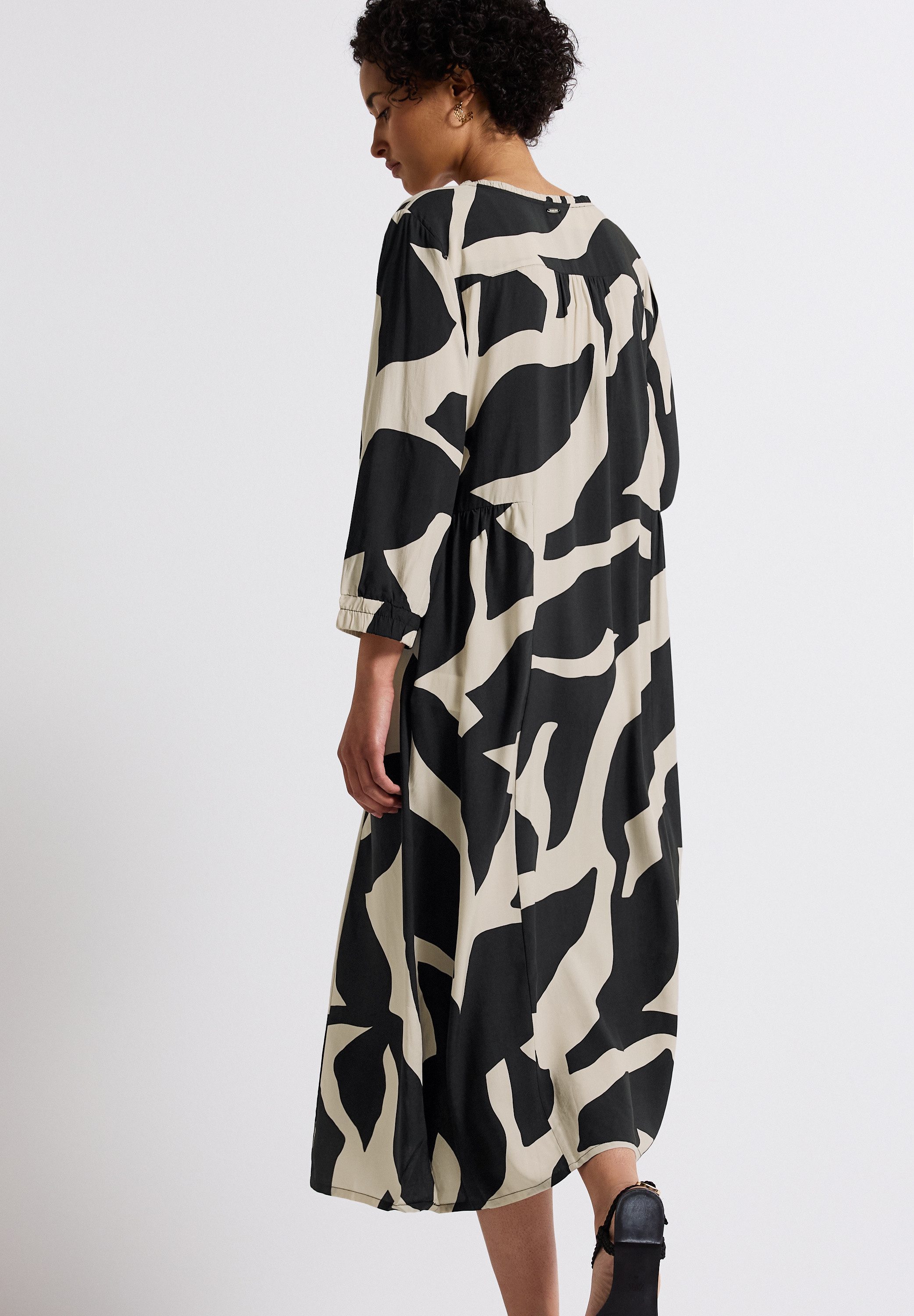 STREET ONE Midi-jurk met grafisch patroon en 3/4-mouwen