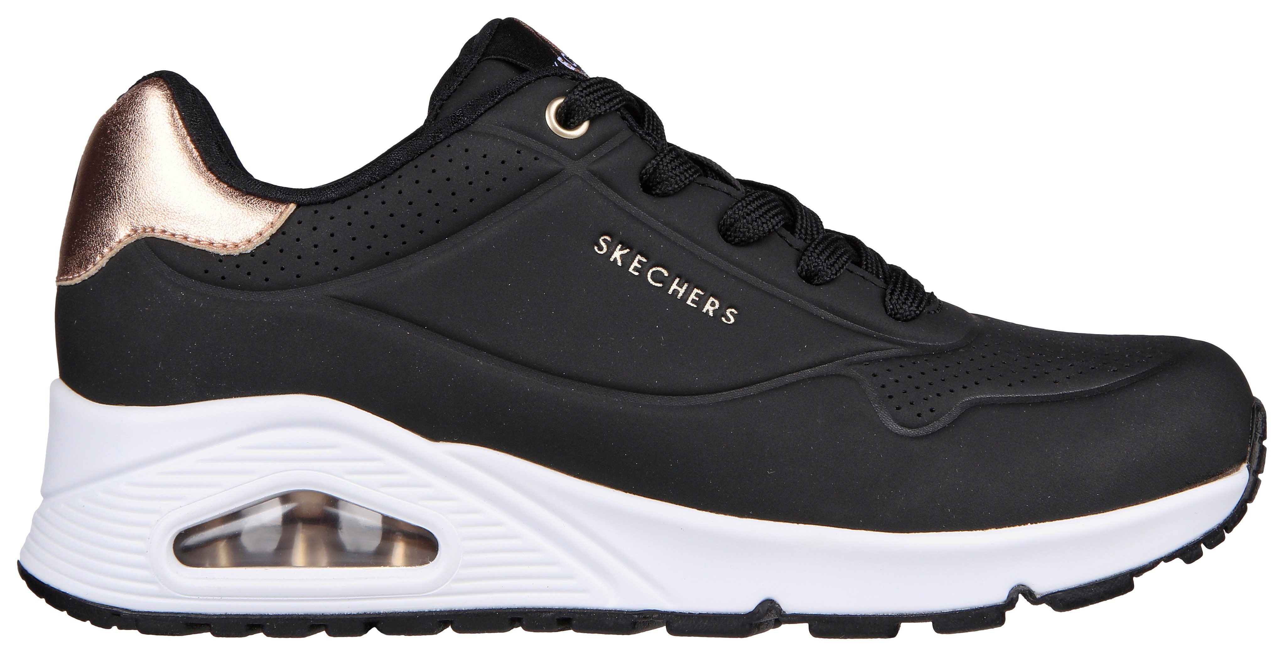 Skechers Sneakers UNO GOLDEN AIR Vrijetijdsschoen, lage schoen, veterschoen met metallic inzet