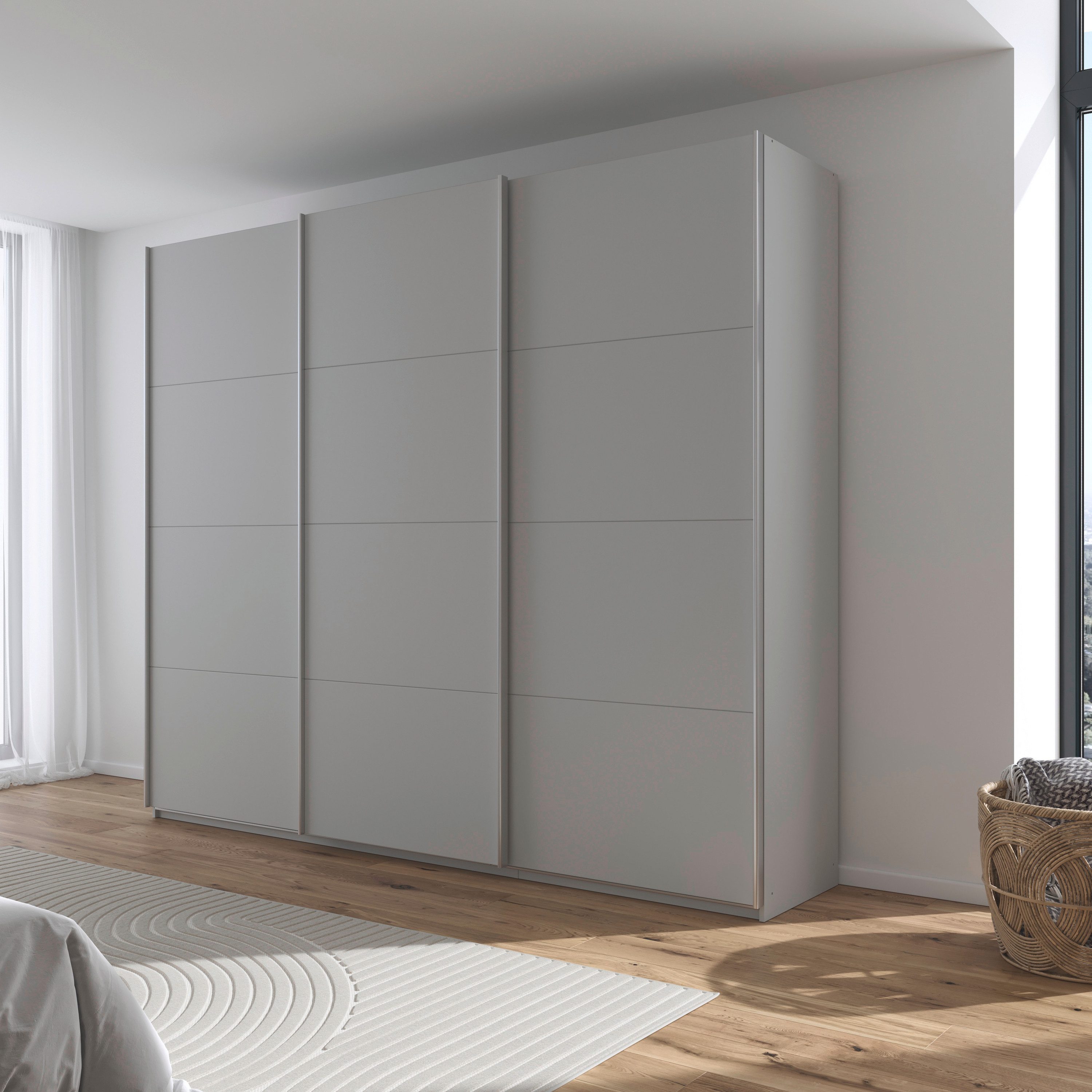rauch Schuifdeurkast Kledingkast kast garderobe AGORDO met decor- of hoogglansfront doordachte binnenuitrusting, in 4 breedtes en 2 hoogtes made in germany