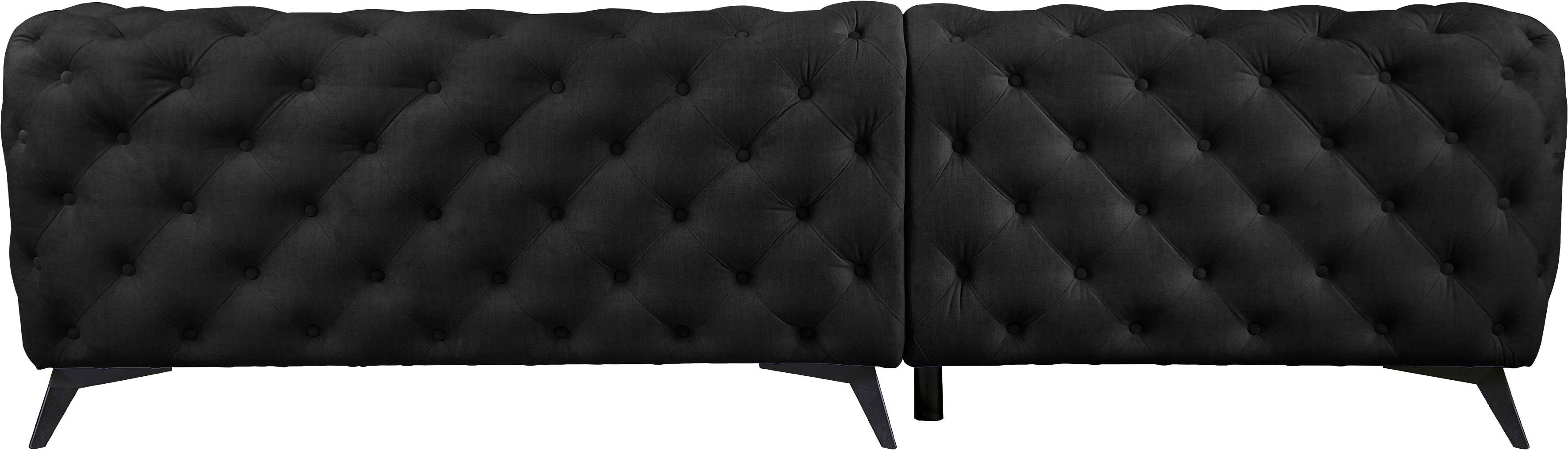 Leonique Chesterfield-bank Glynis L-vorm luxueuze capitonnage, moderne chesterfield look, kleur van de poten ter keuze