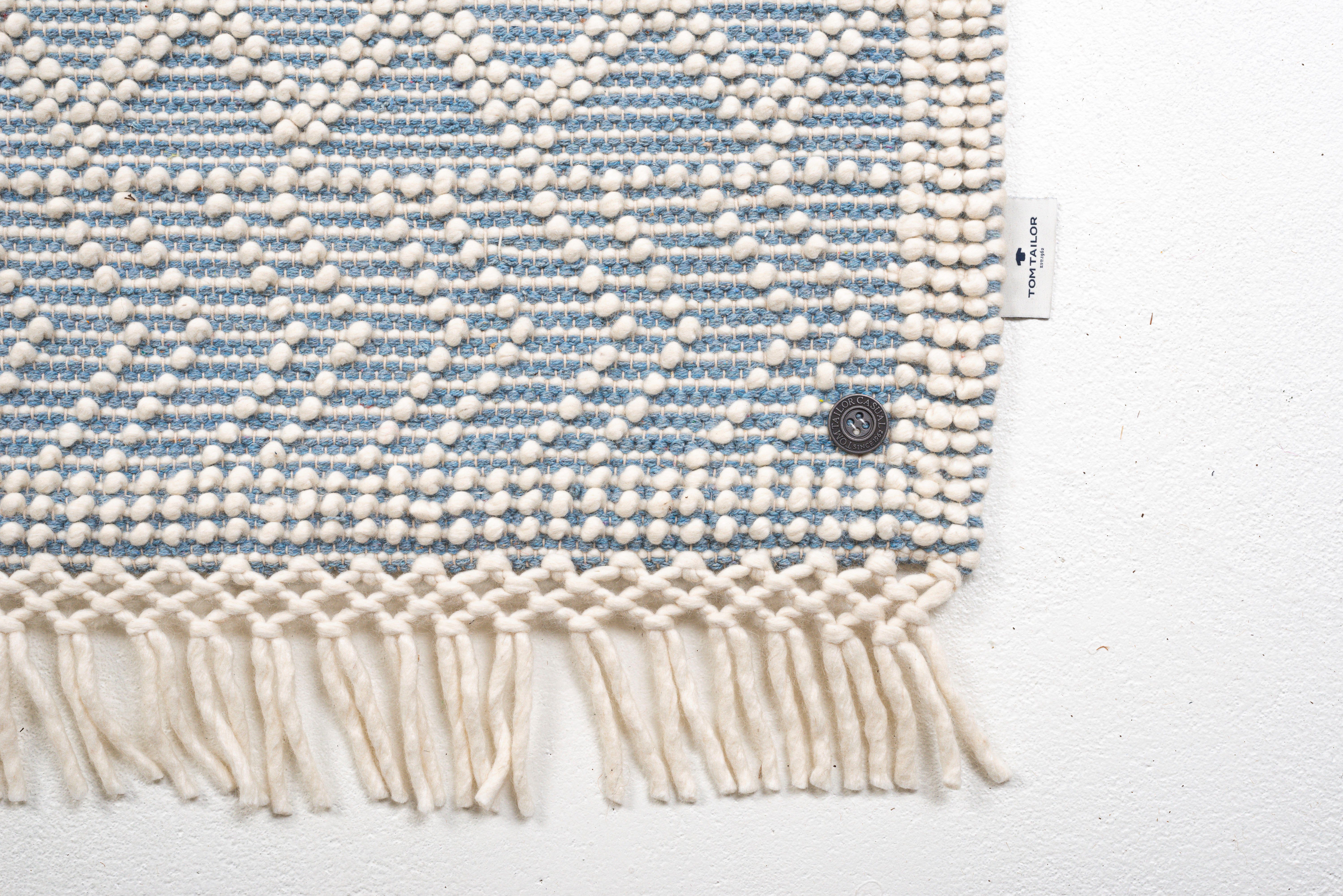 TOM TAILOR HOME Vloerkleed Coloured Macrame Handgeweven vloerkleed, zuivere wol, met de hand geweven, met franje, Scandi design