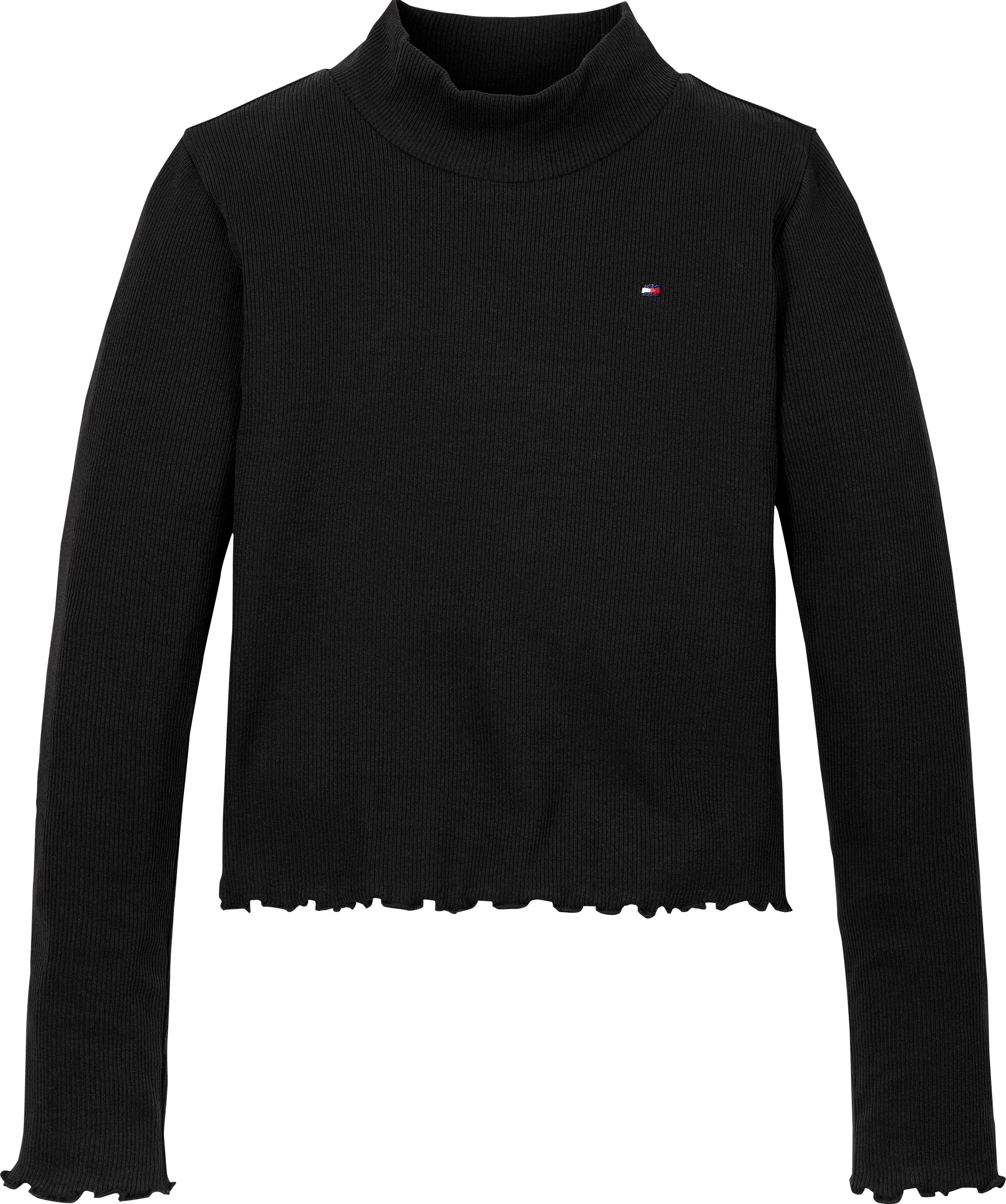 Tommy Hilfiger Shirt met lange mouwen MOCK NECK RIB TOP LS met babylock-zoom, logo-borduursel