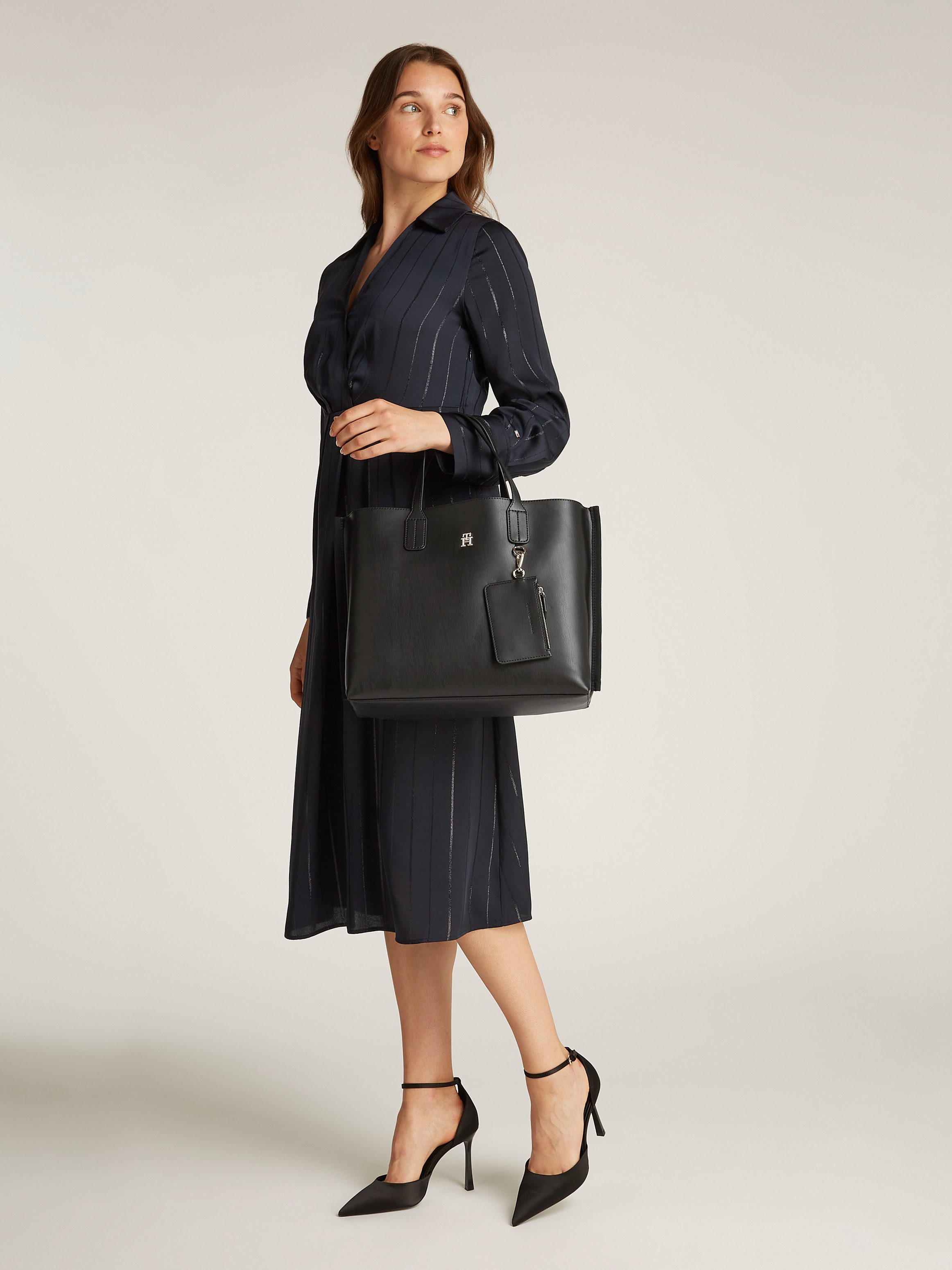 Tommy Hilfiger Schoudertas TH DISTINCT SATCHEL , dames handtas, schoudertas, schoudertas met klein tasje