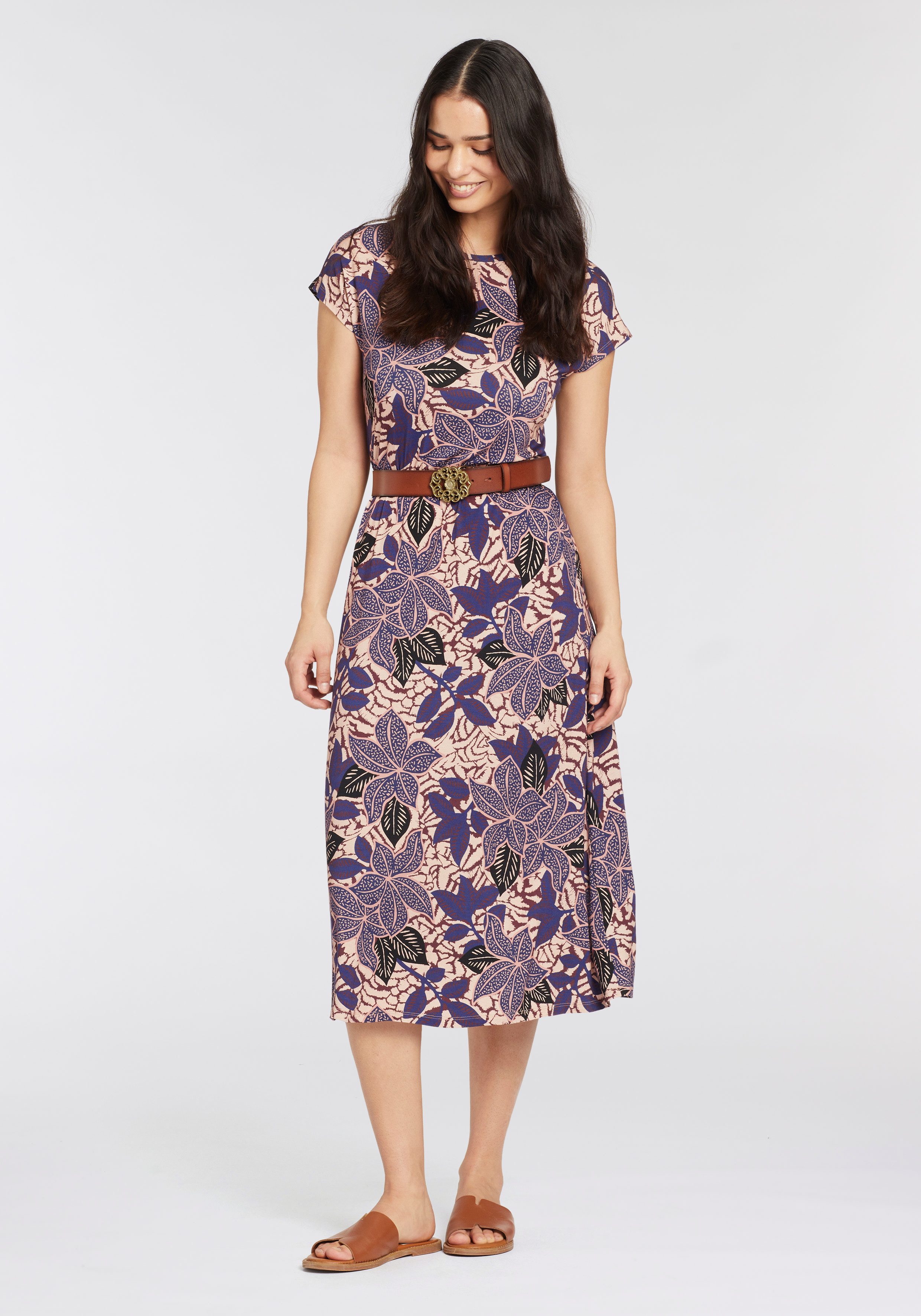 Laura Scott Midi-jurk met stijlvolle all-over print