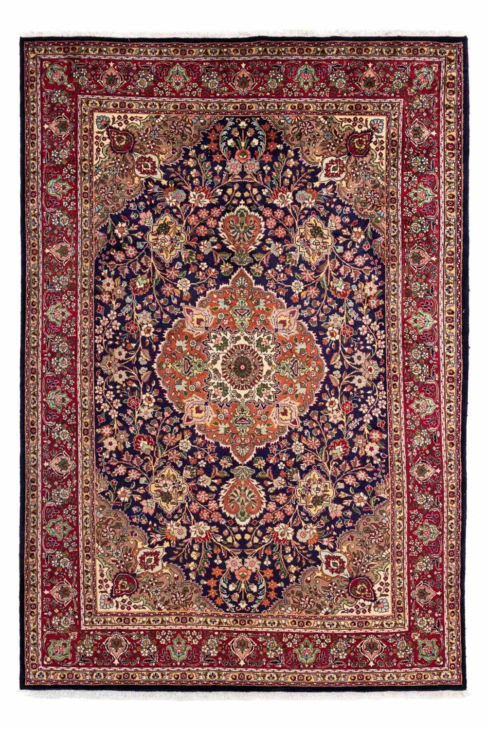 morgenland Wollen kleed Tabriz medaillon Blu scuro 310 x 205 cm Uniek exemplaar met certificaat