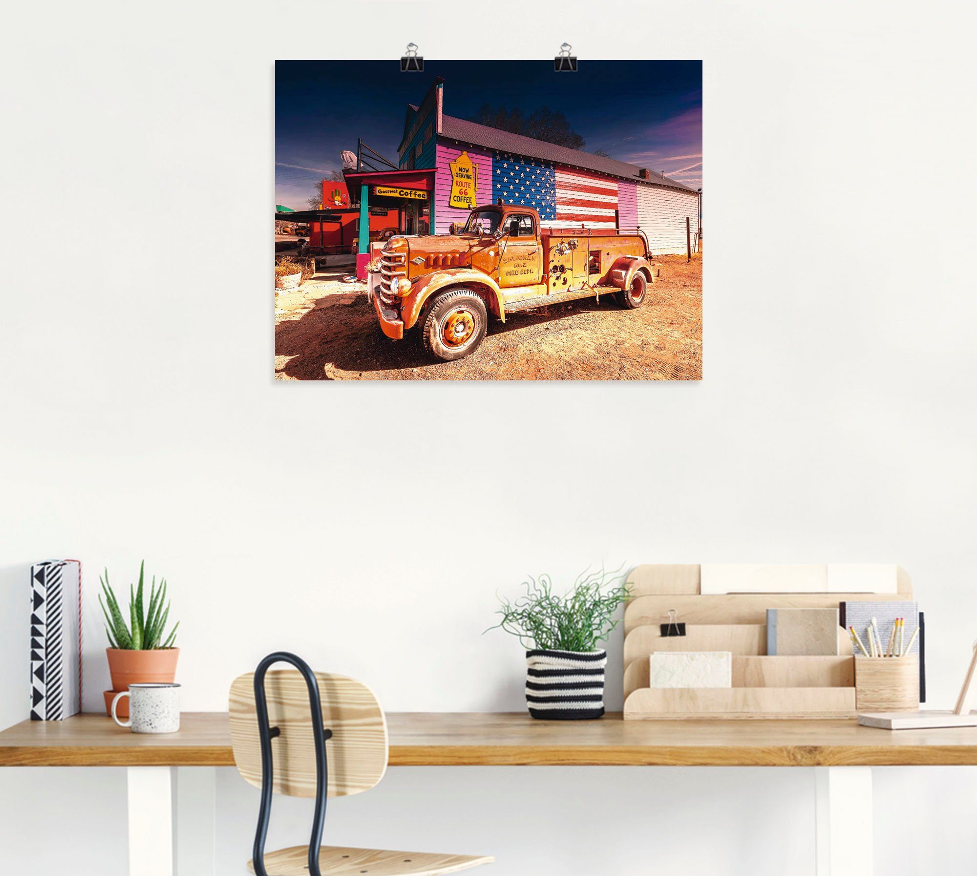 Artland Artprint Brandweer oldtimer als poster, muursticker in verschillende maten
