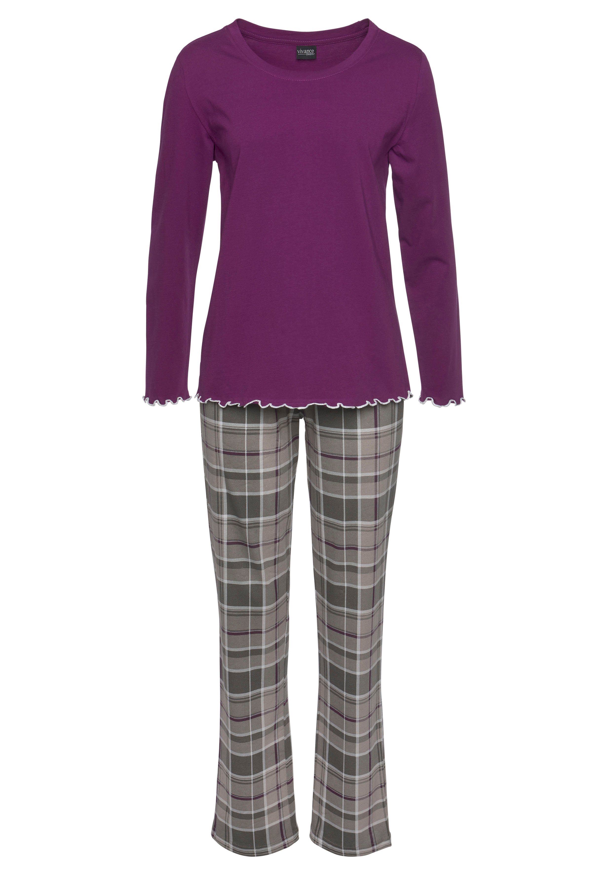 Lascana Pyjama met flanellen broek in ruitpatroon (2-delig, 1 stuk)