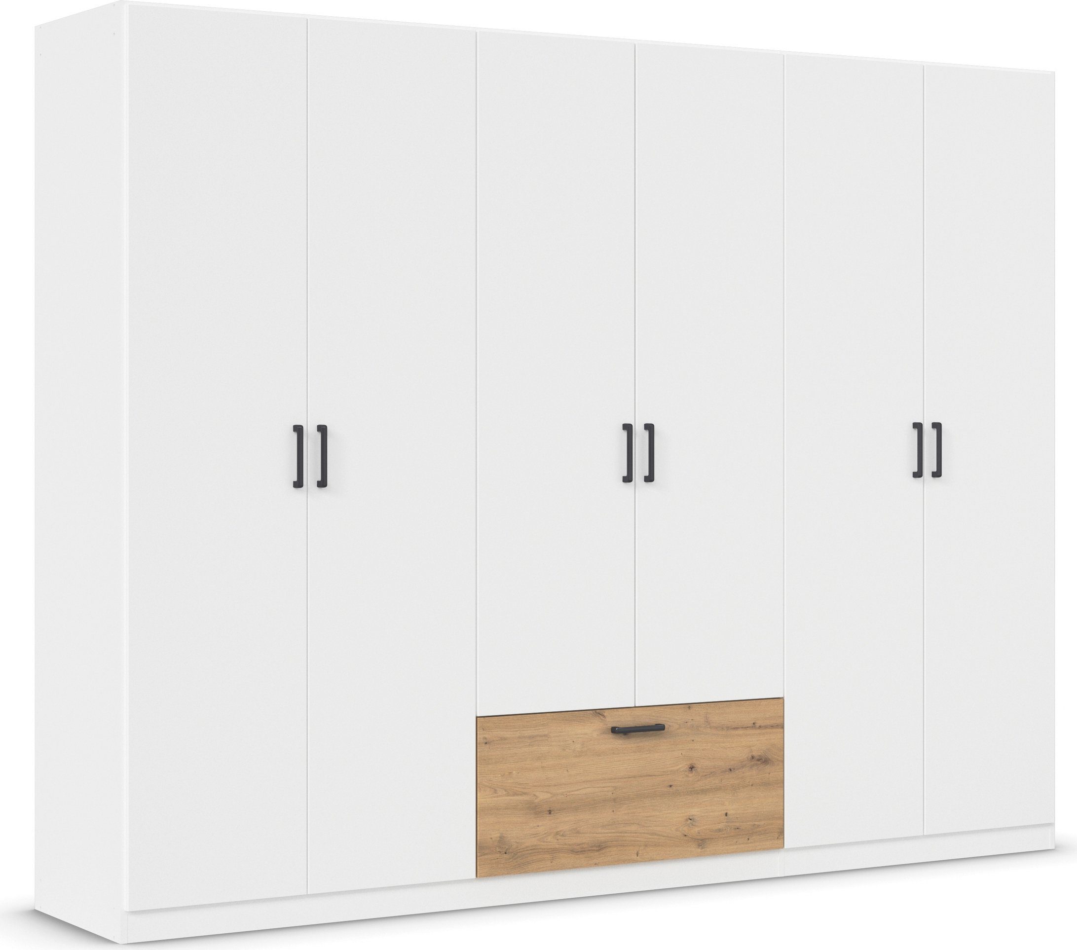 rauch Draaideurkast Kledingkast kast garderobe waskast BARI met lades in het midden, moderne greep in grijs metallic made in germany