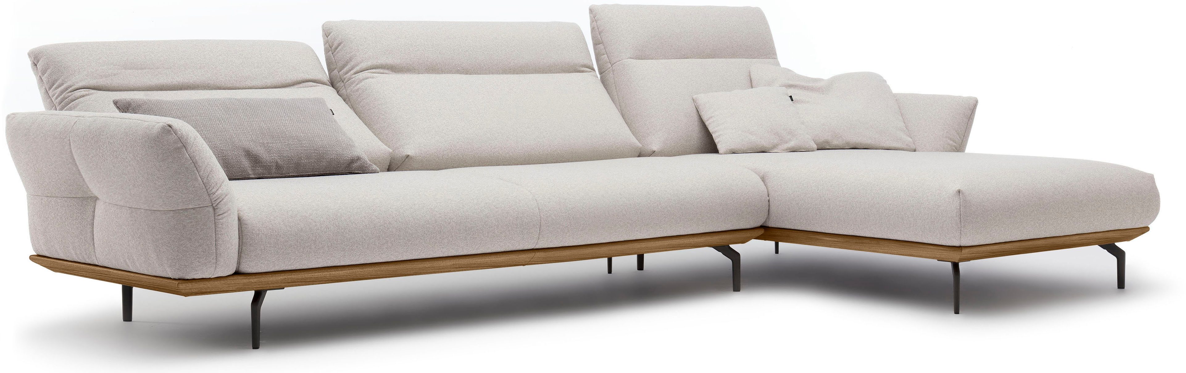 Creation BY ROLF BENZ Hoekbank CR.460 Sokkel in walnotenhout, onderstel in umbra grijs, breedte 338 cm