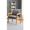 premium collection by home affaire stoel met armleuningen albona (per stuk), frame in eiken massief hout grijs