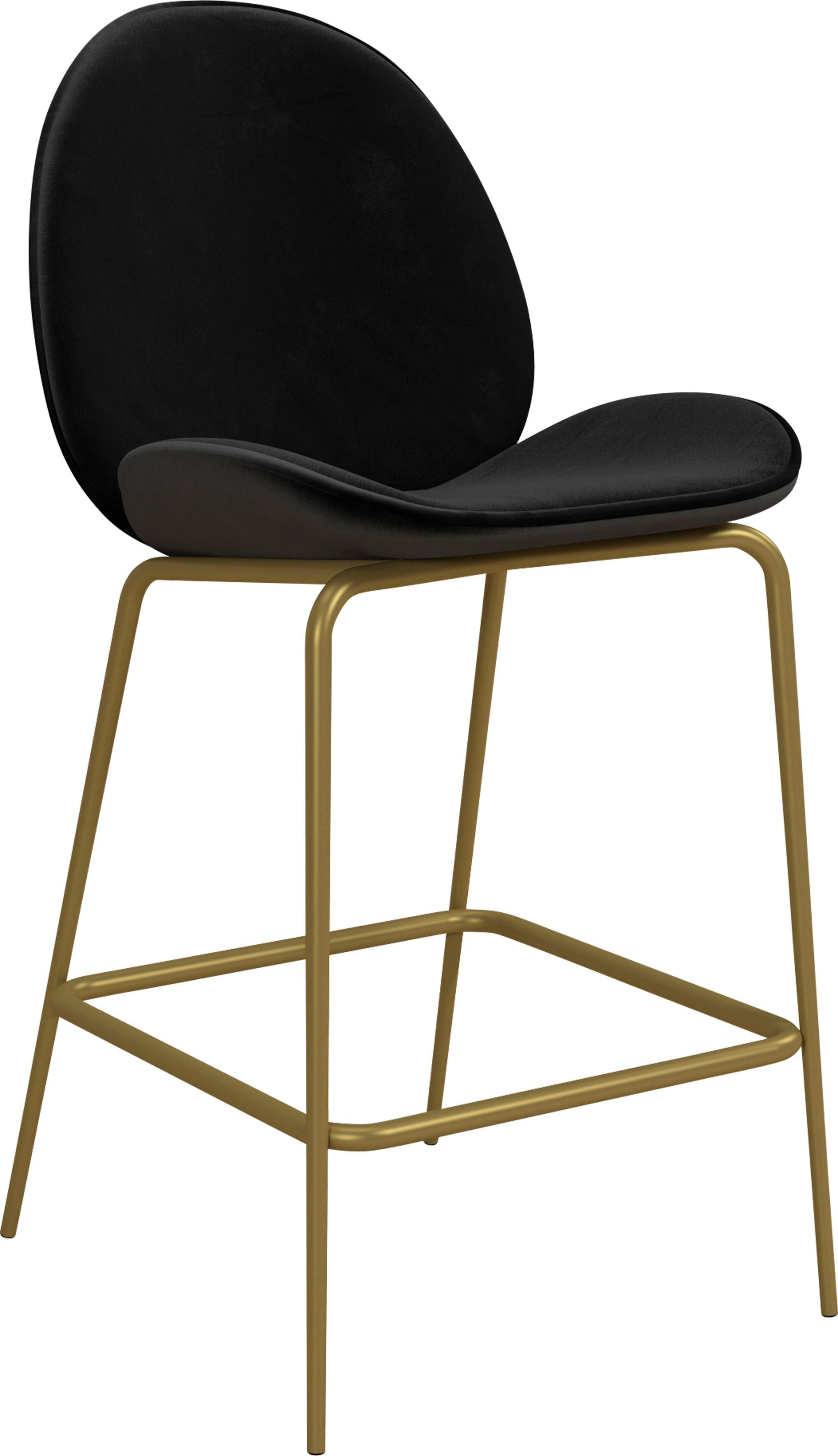 CosmoLiving by Cosmopolitan Barkruk Astor Zacht verdikte zitting en rugleuning, messingkleurig frame, zithoogte 63 cm (1 stuk)