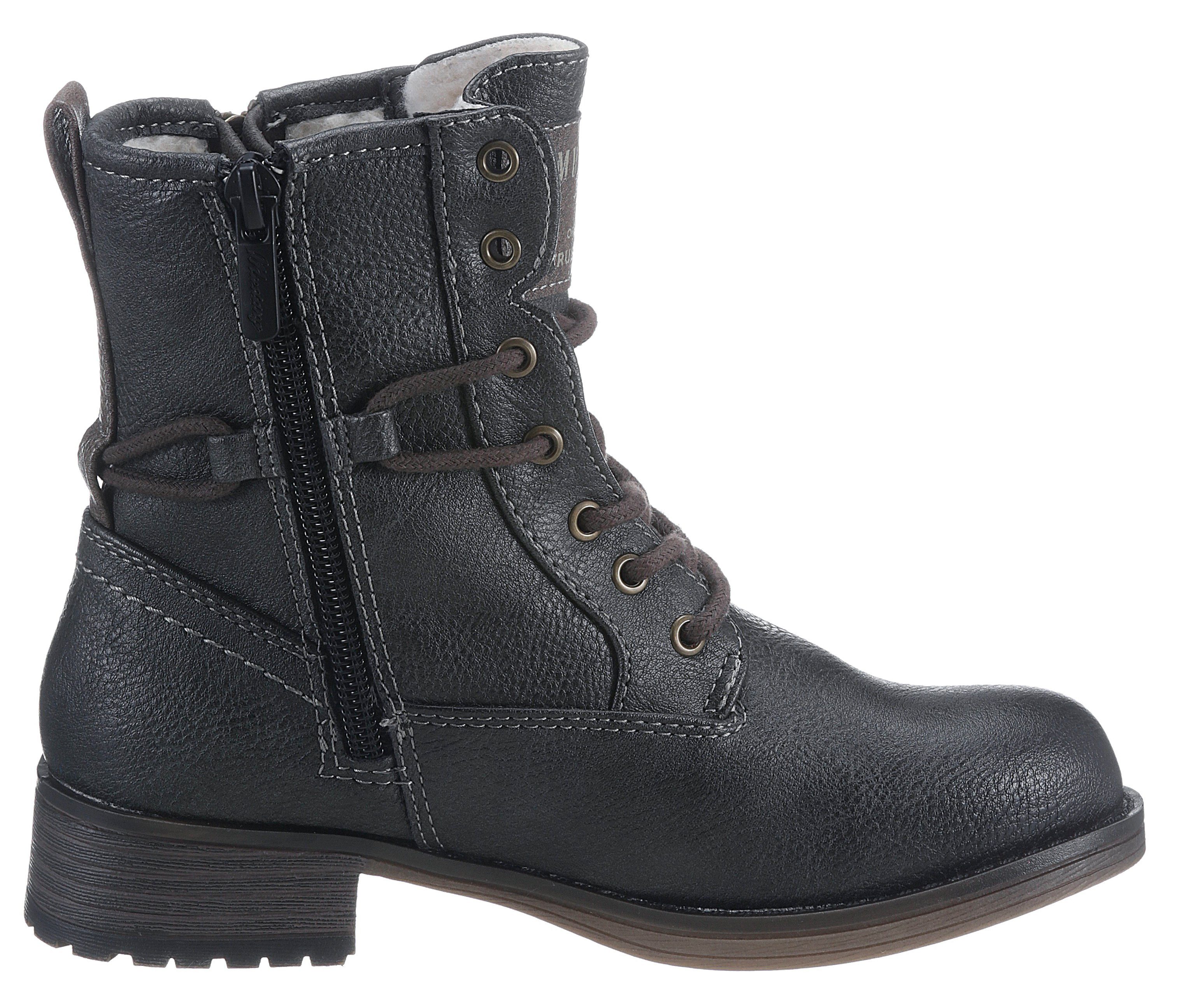 Mustang Shoes Winterlaarzen lace-up boots, ankle boots, block heel, with zipper
