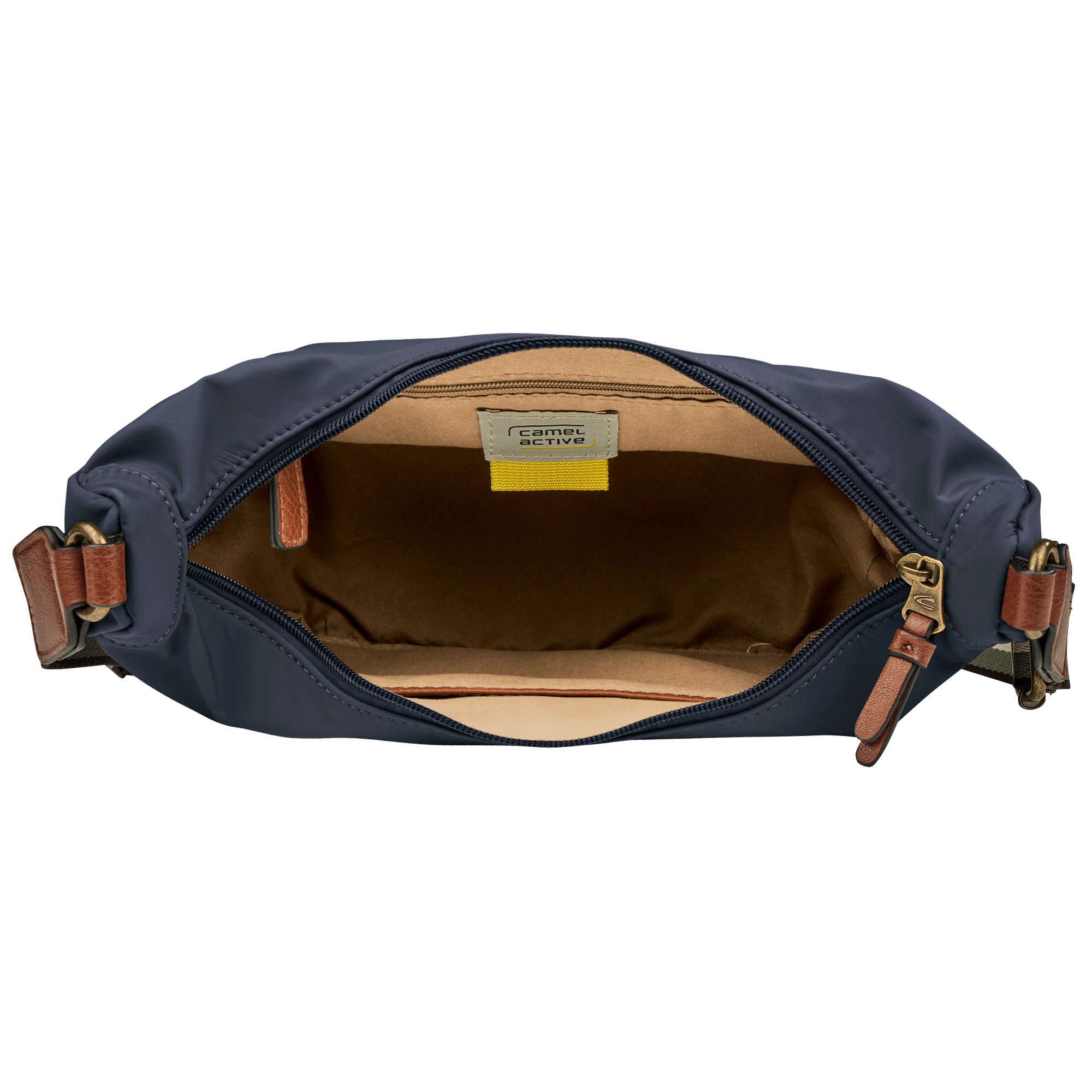 camel active Handtas Bari van hoogwaardig mat nylon met gestreept geweven band
