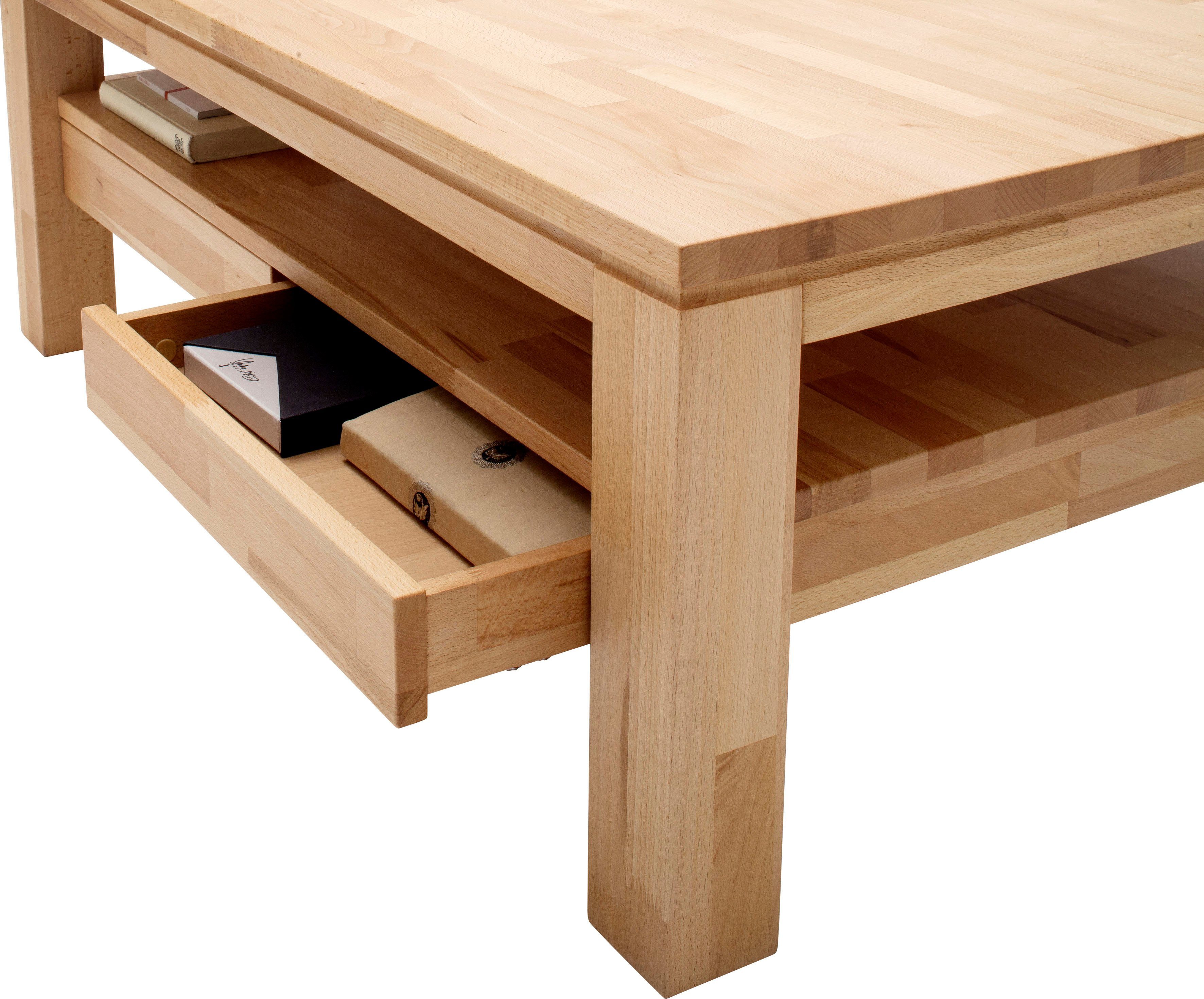 MCA furniture Salontafel TOPSELLER! Salontafel massief hout met laden