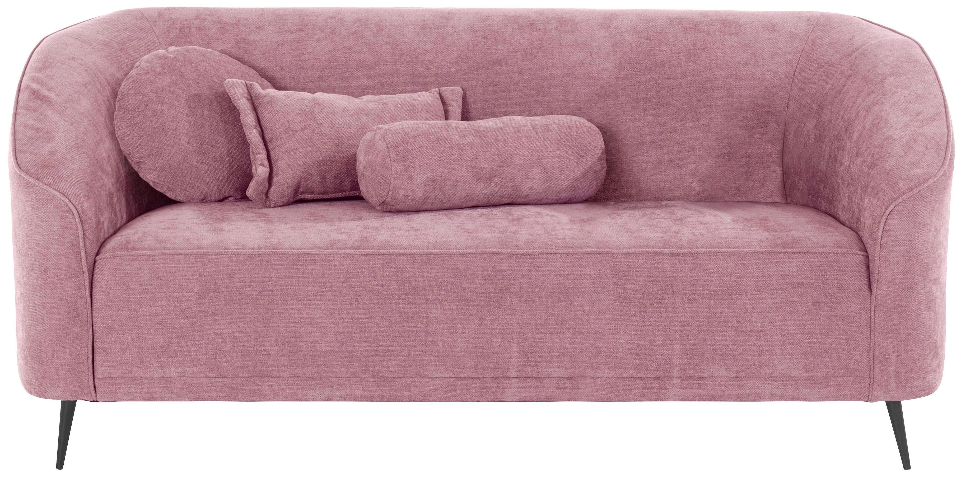 Leonique 2-zitsbank Ashly in 3 overtrekvarianten, bouclé, fluwelige look en zachte structuurstof. roze, 2-zitsbanken