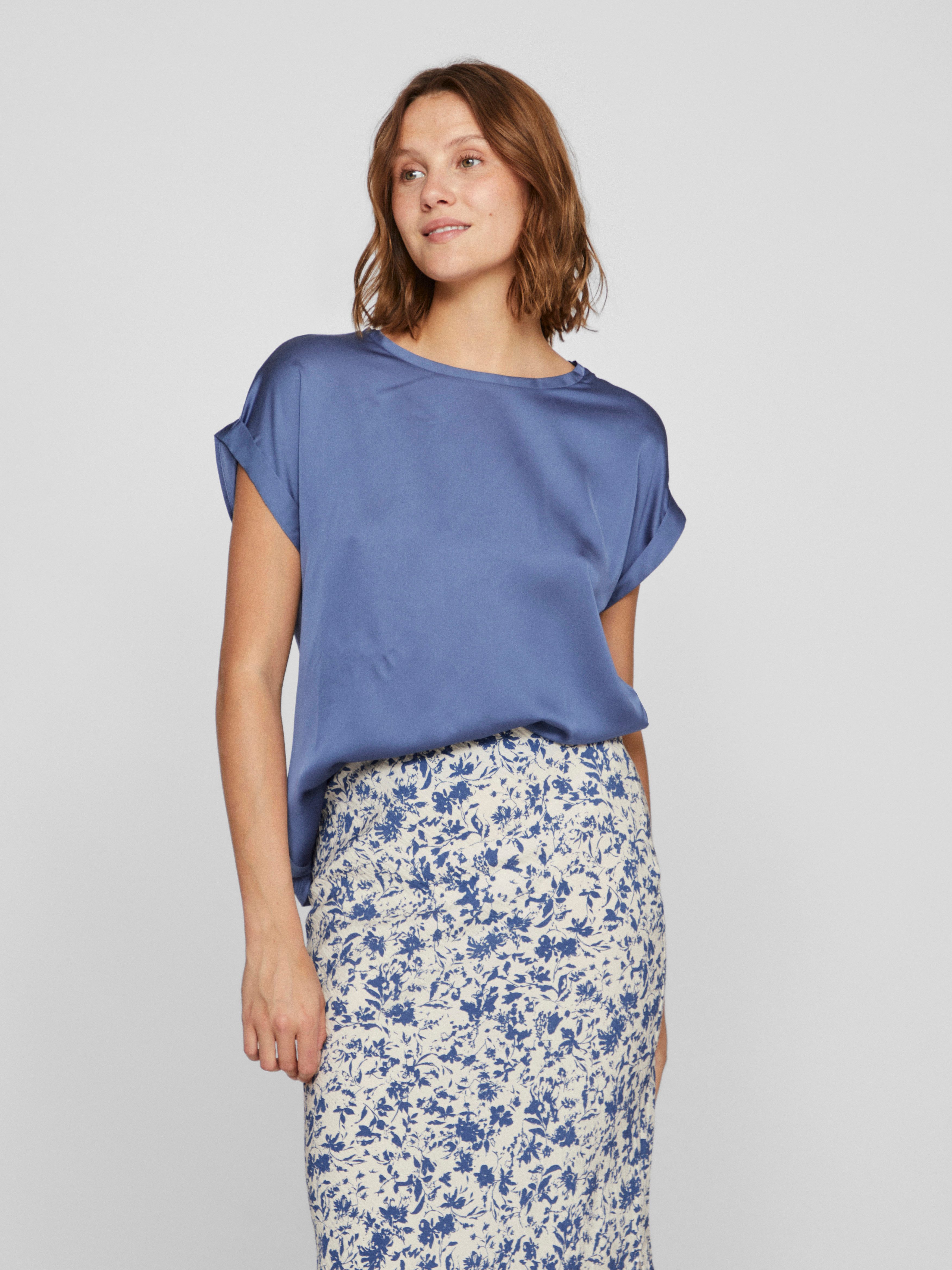 Vila Shirt met korte mouwen VIELLETTE S S SATIN TOP NOOS