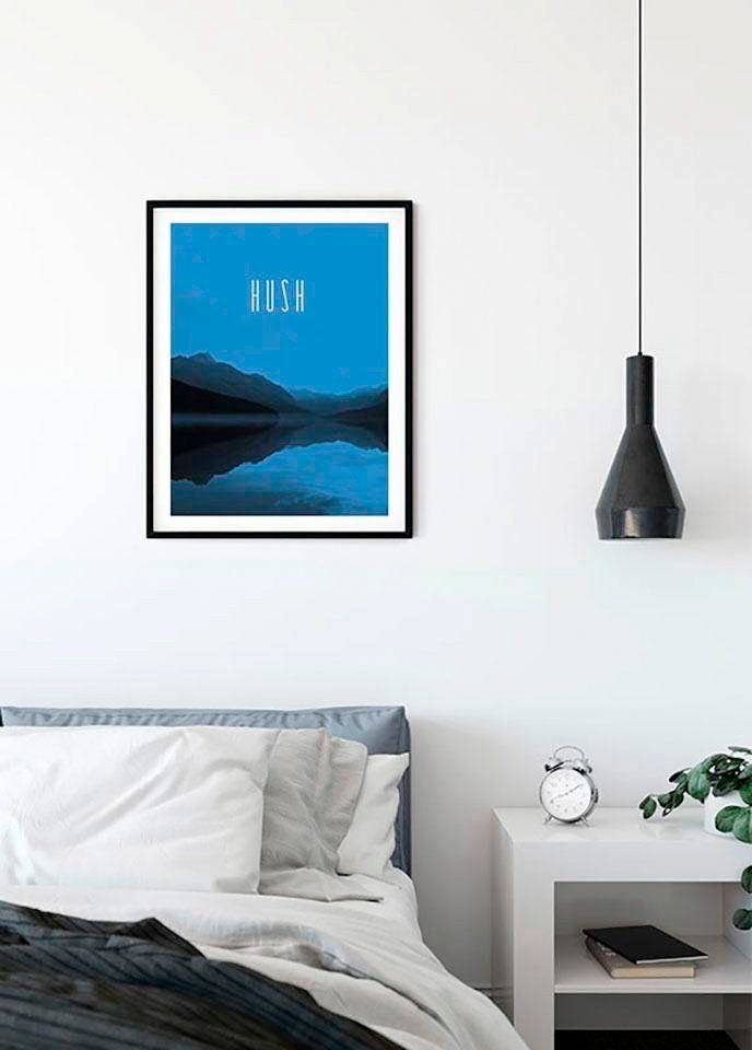 Komar Wanddecoratie Word Lake Hush blue Wanddecoratie - zonder lijst (1 stuk)